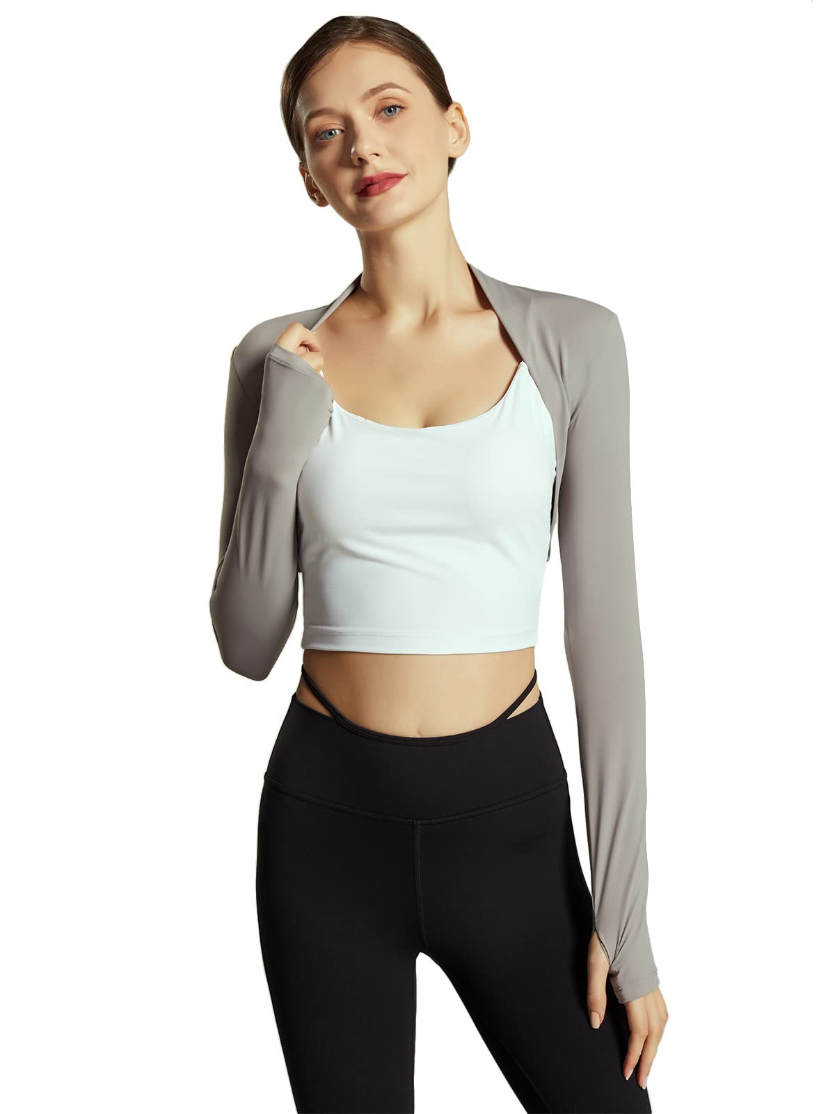 Happy Cherry Women's Long Sleeve Sports Shawl Bolero Shrug Cardigan for Cycling, Yoga, Running & Outdoor Activities - Lightweight Cover-Up for Workouts & Casual Wear