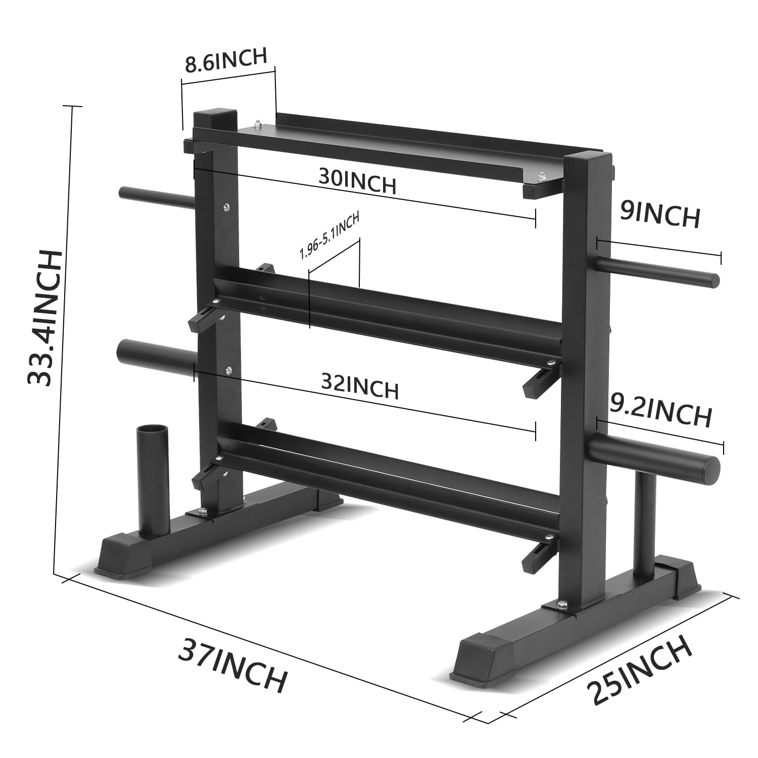 Adjustable Dumbbell Rack with Kettlebell Storage - Heavy Duty Weight Organizer Stand for Home Gym, Garage, and Fitness Studio - Perfect for Dumbbell Sets, Kettlebells, and Free Weight Organization