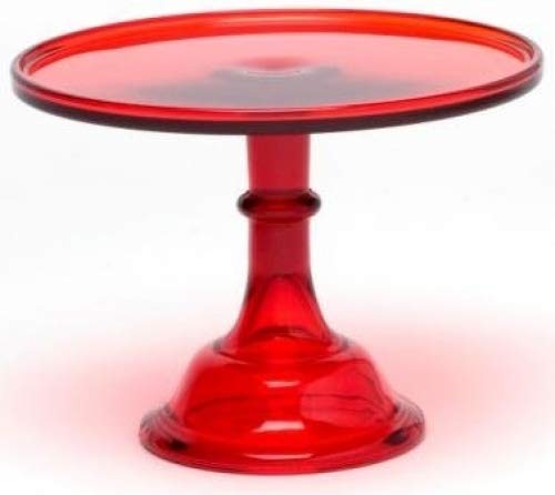 10 Inch Red Mosser Glass Round Cake Plate - Plain & Simple Design for Birthday, Wedding, and Dessert Serving