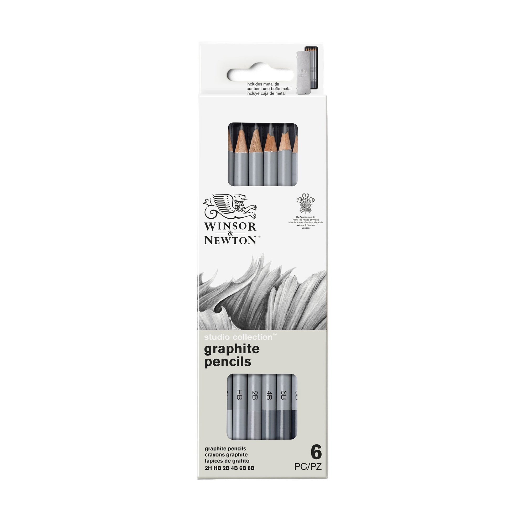 6 Pack Professional Studio Graphite Pencils - HB Drawing Pencils for Artists, Sketching & Shading - Perfect for Art Classes, Portrait Drawing & Creative Projects