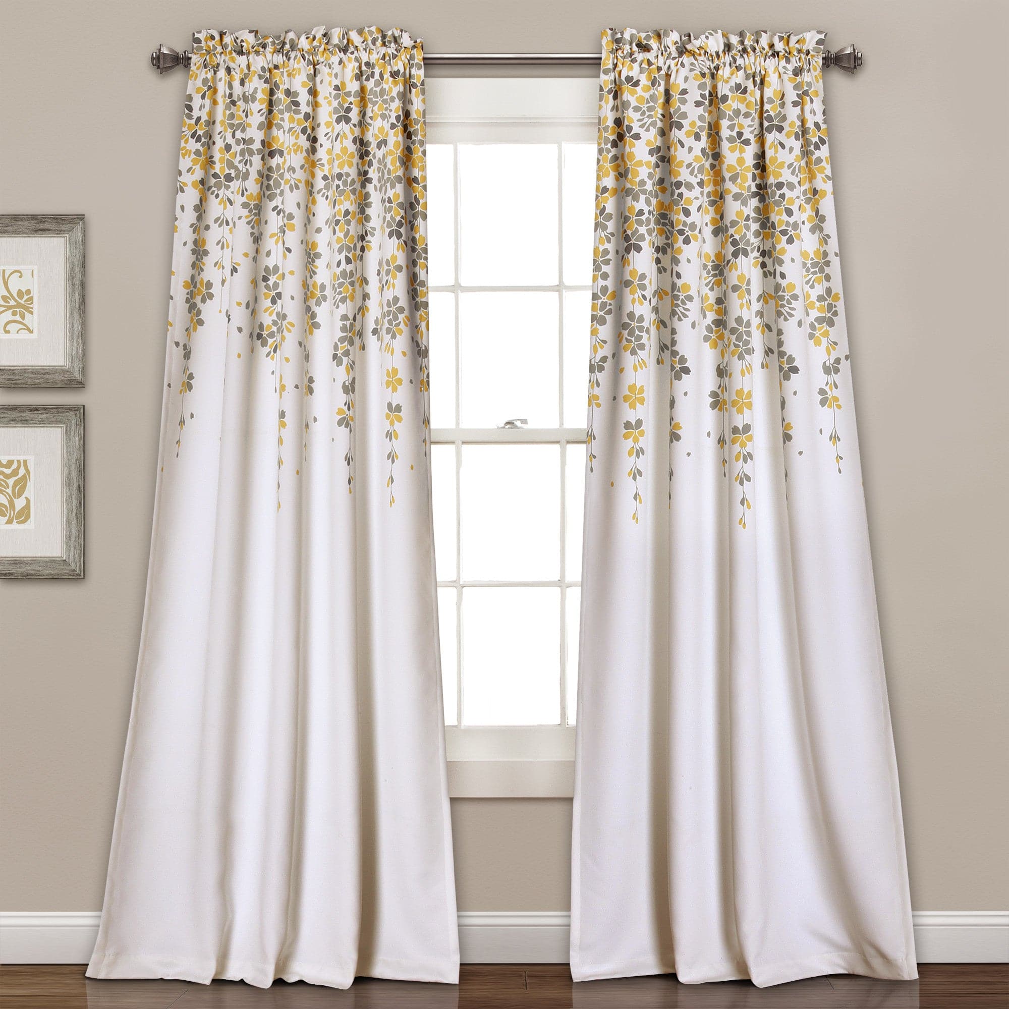 Elegant Weeping Flower Sheer Window Curtains Set - Light Filtering Drapes for Living Room & Bedroom - Soft Floral Design for Home Decor