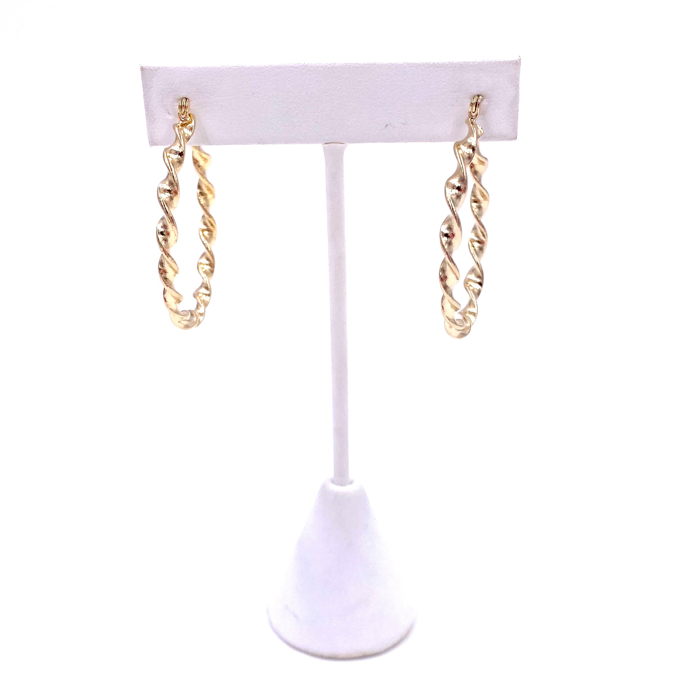 Ashley Gold Stainless Steel Hoop Earrings - 18K Gold Plated Twisted Design Dangle Earrings for Women | Perfect for Parties, Weddings & Everyday Wear