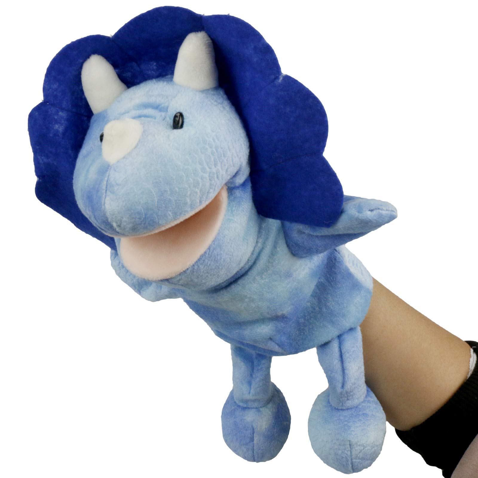Dinosaur Hand Puppet for Kids - Soft Plush T-Rex Puppet with Movable Mouth, Interactive Dino Toy for Toddlers Ages 3+ | Perfect for Preschool Storytime, Imaginative Play & Puppet Theater Shows (Blue)