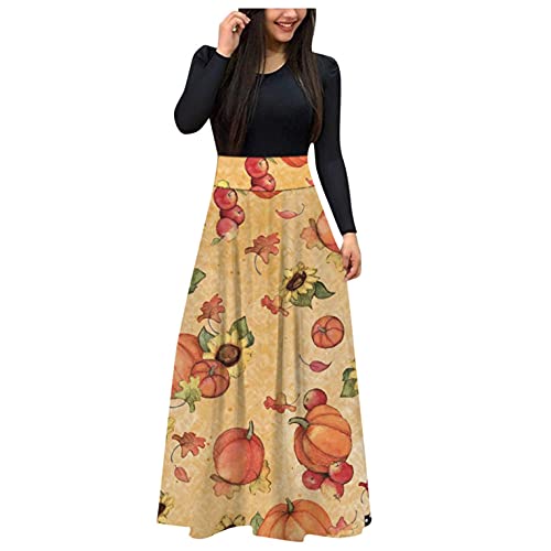 Women's Halloween Skeleton Print Long Sleeve Maxi Dress - Elegant High Waist Party Gown for Costume, Evening & Casual Wear | Perfect for Halloween Parties, Cosplay & Themed Events