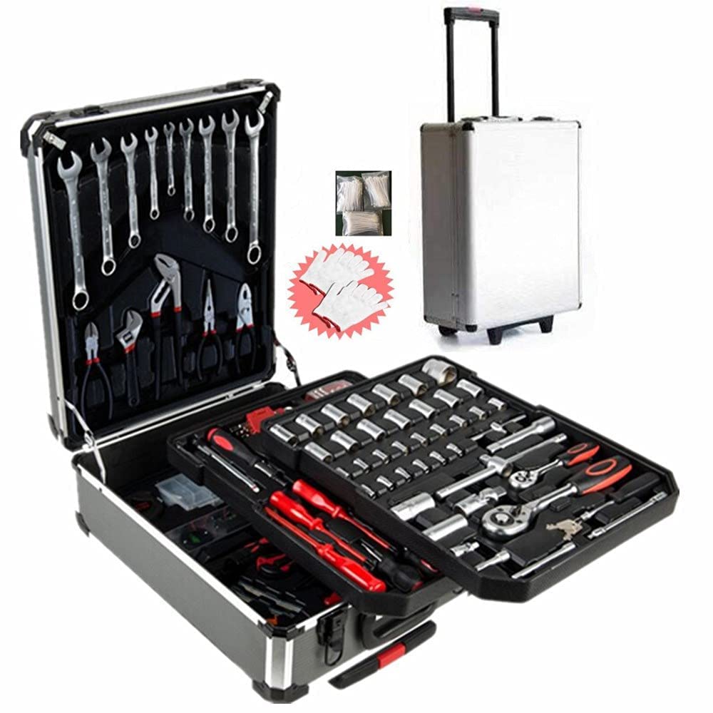FLZOSPER 799-Piece Heavy Duty Tool Set with Rolling Wheels & Aluminum Trolley Case - Complete Home Repair & Auto Maintenance Tool Kit for DIY Projects, Professional Mechanics, and Emergency Fixes