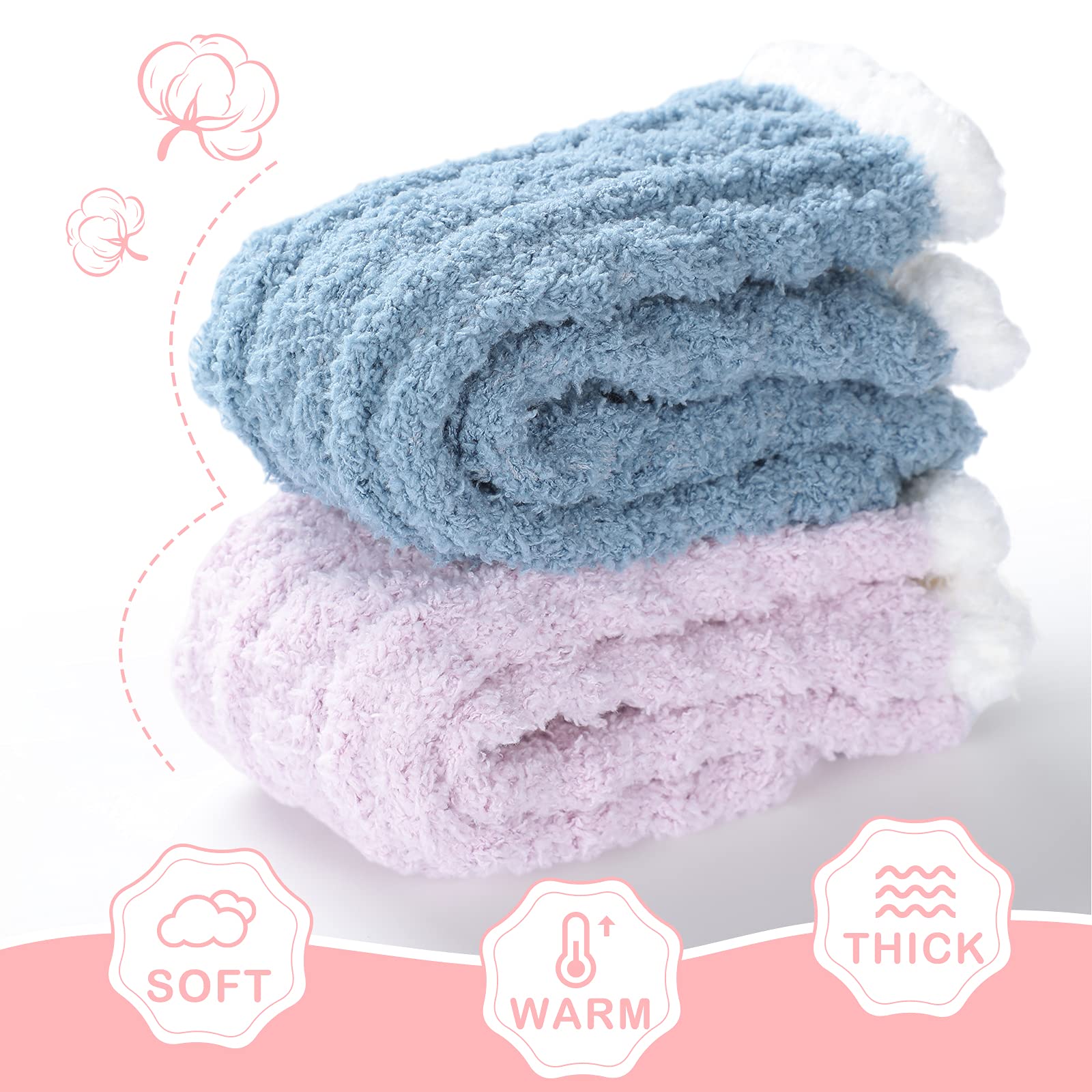 Women's Fuzzy Socks - Ultra Soft Cozy Winter Socks with Non-Slip Grips | Warm Fluffy House Slippers for Indoor & Outdoor Use | Perfect for Lounge, Sleep, Yoga and Cold Weather Comfort