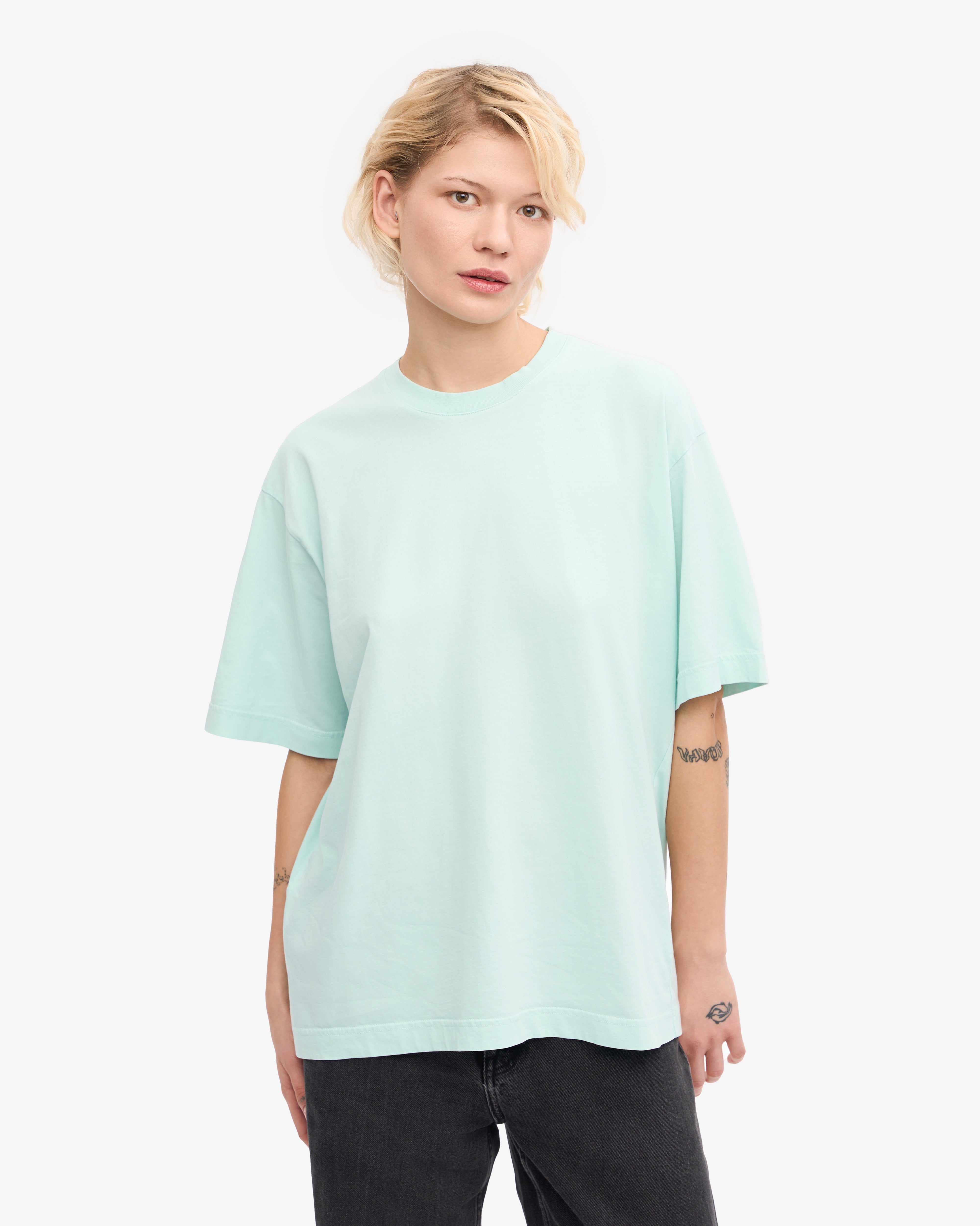 Organic Oversized T-Shirt for Women - Light Aqua - Soft & Comfortable Cotton Tee for Casual Wear, Loungewear & Everyday Outfits