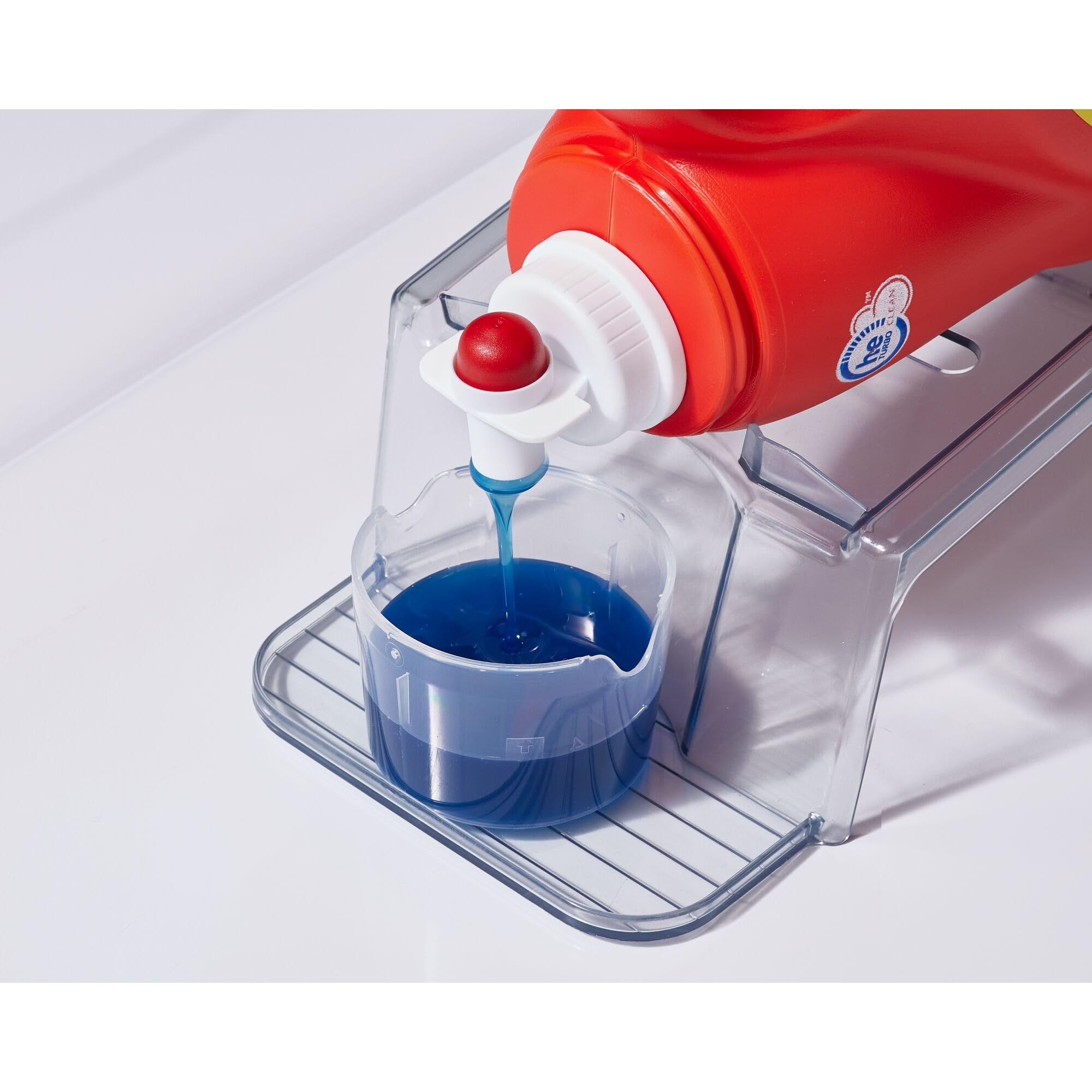 iDesign Clear Detergent Riser for Laundry Room - Space Saving Shelf Organizer for Detergent Bottles, Fabric Softeners & Cleaning Supplies - Perfect for Under Sink, Pantry or Closet Storage