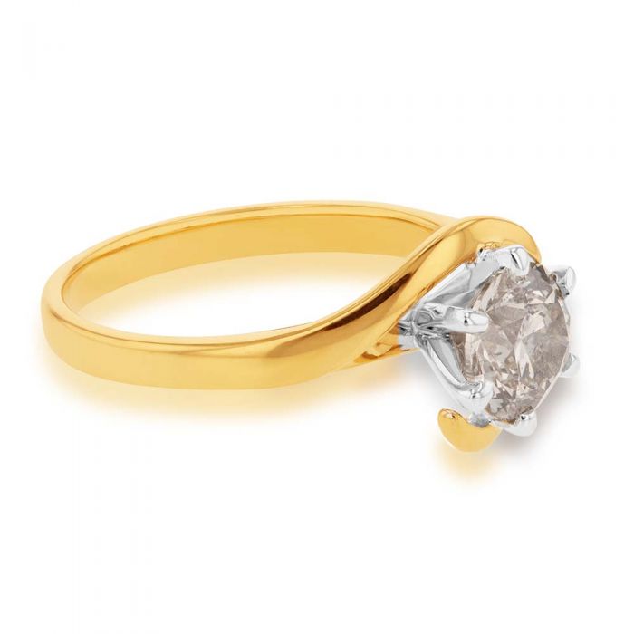 18ct Yellow Gold Solitaire Ring with 1.5 Carat Australian Diamond - Elegant Engagement Wedding Ring for Women