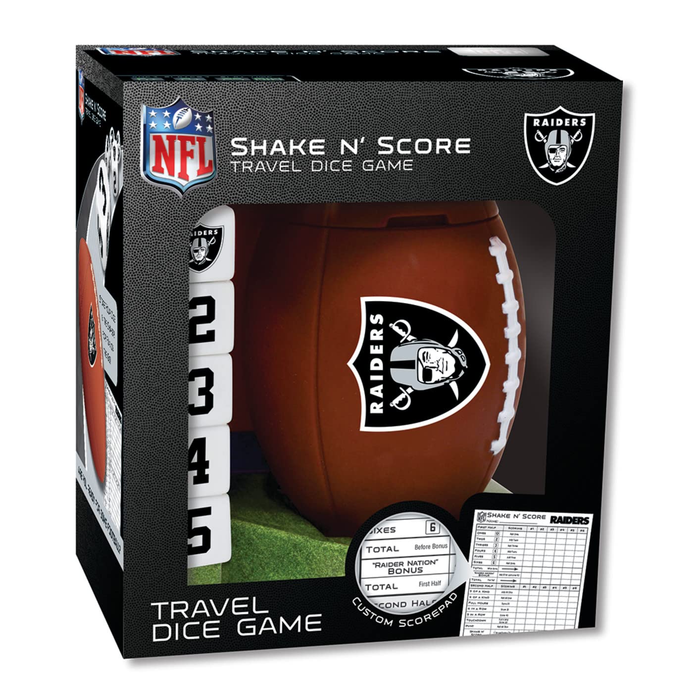 MasterPieces NFL Shake N' Score Travel Dice Game - Portable Football Board Game for Adults & Kids - Perfect for Tailgating, Road Trips & Family Game Nights