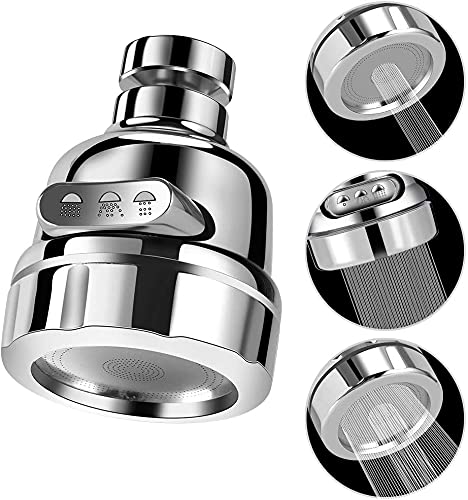 360° Rotatable Universal Kitchen Faucet with 3 Spray Modes - Movable Filter Nozzle for Splash-Proof Sink, Water Saving Aerator & Pressurized Shower - Perfect for Washing Dishes, Filling Pots & Cleaning Vegetables