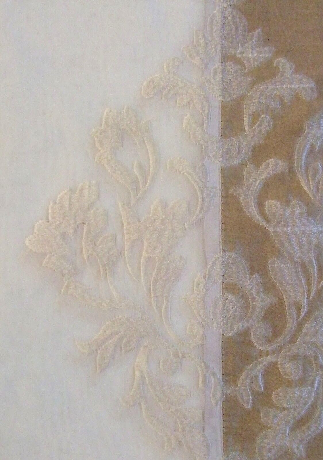 Regal Home Collections Danbury Embroidered Shower Curtain - Beige Bathroom Decor for Modern & Traditional Homes - Waterproof & Stylish Bath Accessory for Spa-Like Experience
