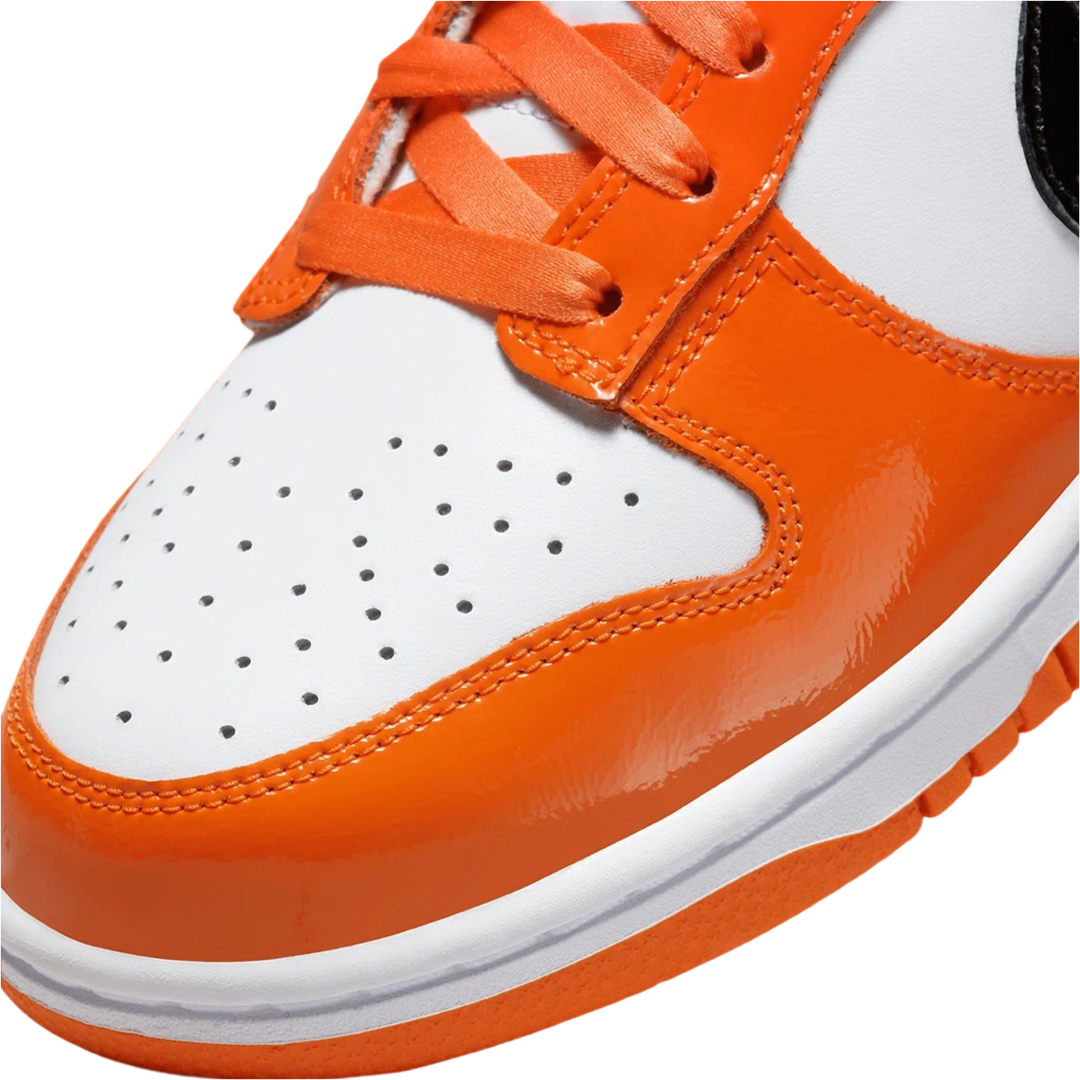 Nike Women's Dunk Low Patent Leather Sneakers - Halloween Edition in Brilliant Orange & Black | Stylish Casual Shoes for Women, Perfect for Streetwear, Parties, and Everyday Fashion