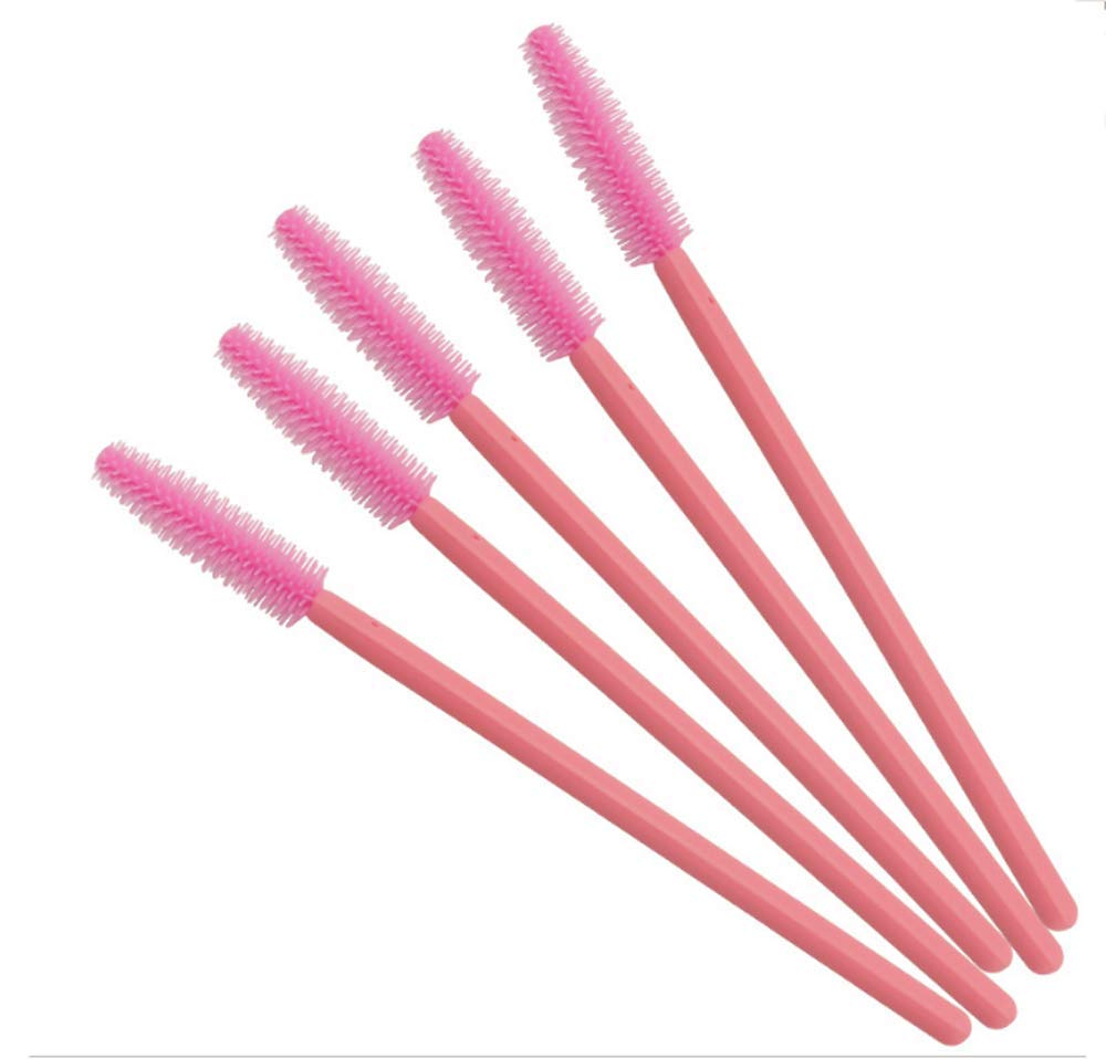 KOLIGHT 100pcs Disposable Mascara Brushes - Silicone Head Wands for Professional Makeup Application, Eye Lash Brush Kit (Pink) | Perfect for Salons, Makeup Artists & Personal Use | Hypoallergenic & Easy to Use