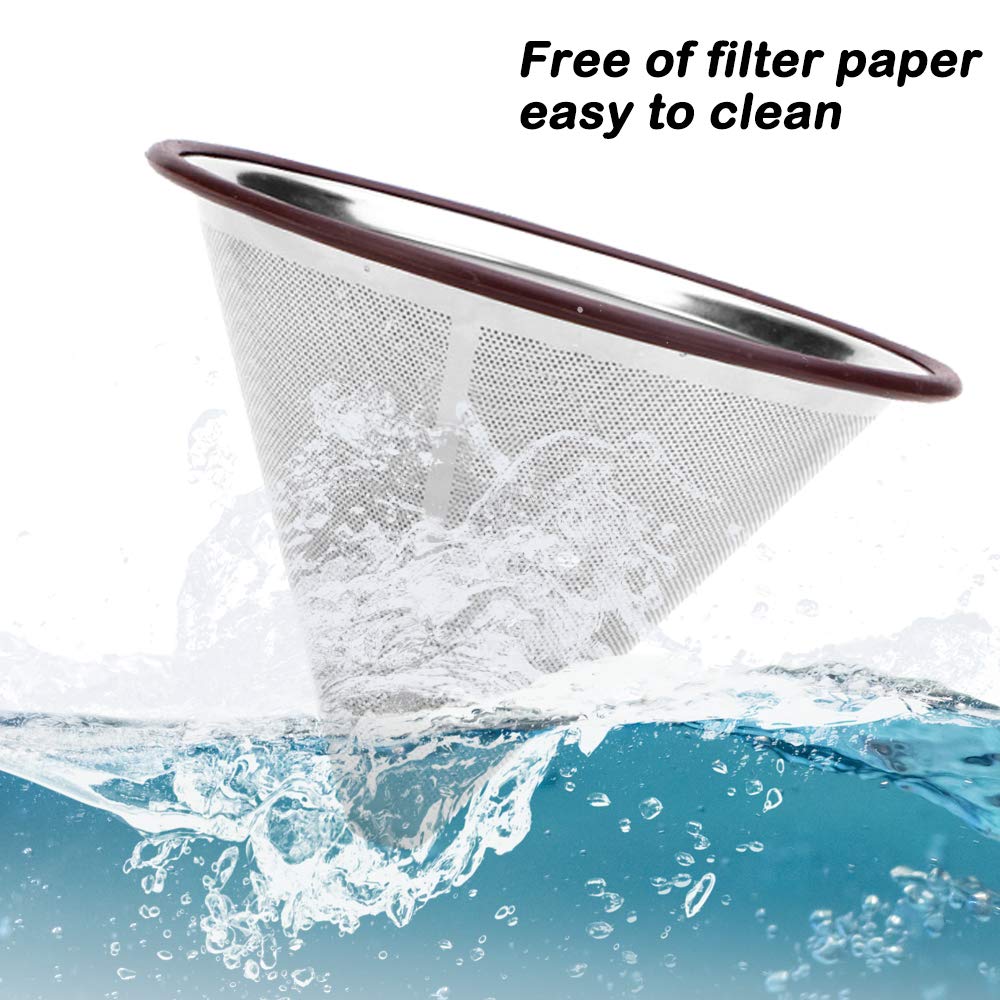 Stainless Steel Pour Over Coffee Filter - Reusable Double Mesh for Home & Office Brewing