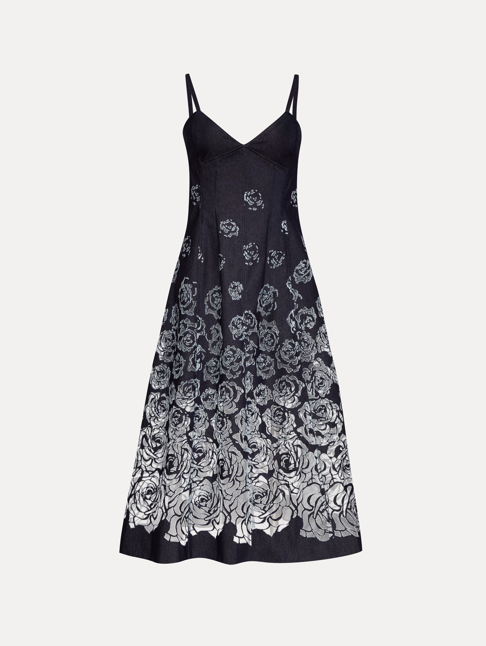 Rose Devoré Denim Sleeveless Dress for Women - Vintage Floral Burnout Maxi Dress - Perfect for Summer, Beach, and Boho Fashion