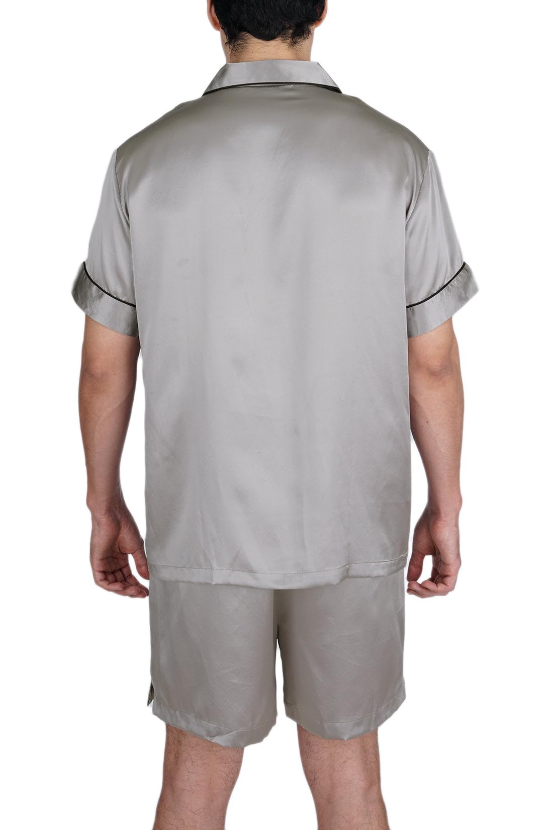 Luxury 100% Mulberry Silk Pajama Set for Men - Short Sleeve Top & Boxer Shorts Sleepwear - Perfect for Relaxing at Home, Travel & Gift Giving