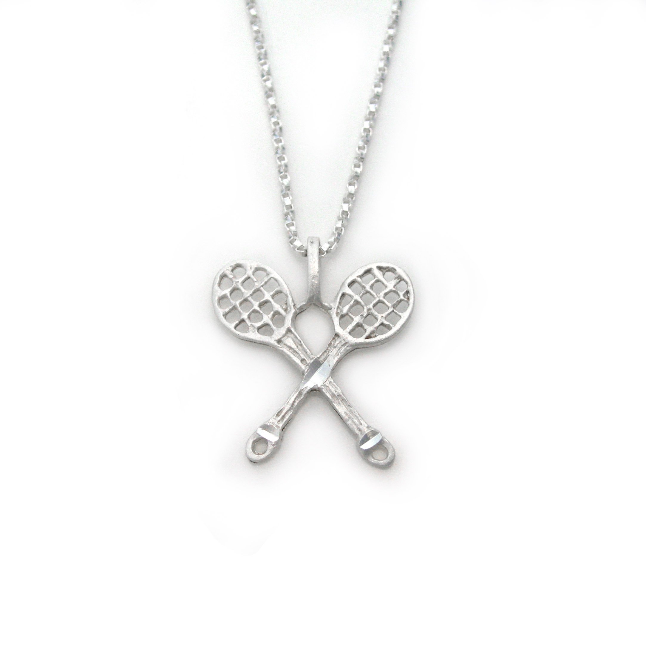 Sterling Silver Double Tennis Rackets Crossing Charm Necklace - Elegant Tennis Jewelry for Women, Perfect Gift for Tennis Lovers & Players - Ideal for Matches, Training, and Casual Wear