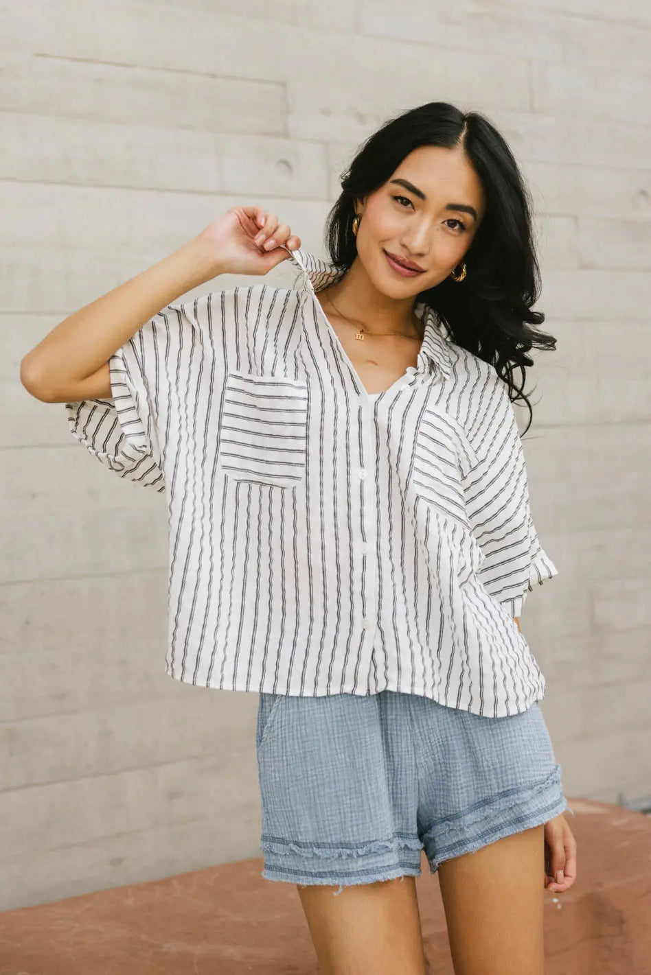 Francine Striped Button Up Shirt for Women - Casual & Office Wear - Final Sale | Perfect for Work, Dates & Everyday Outfits