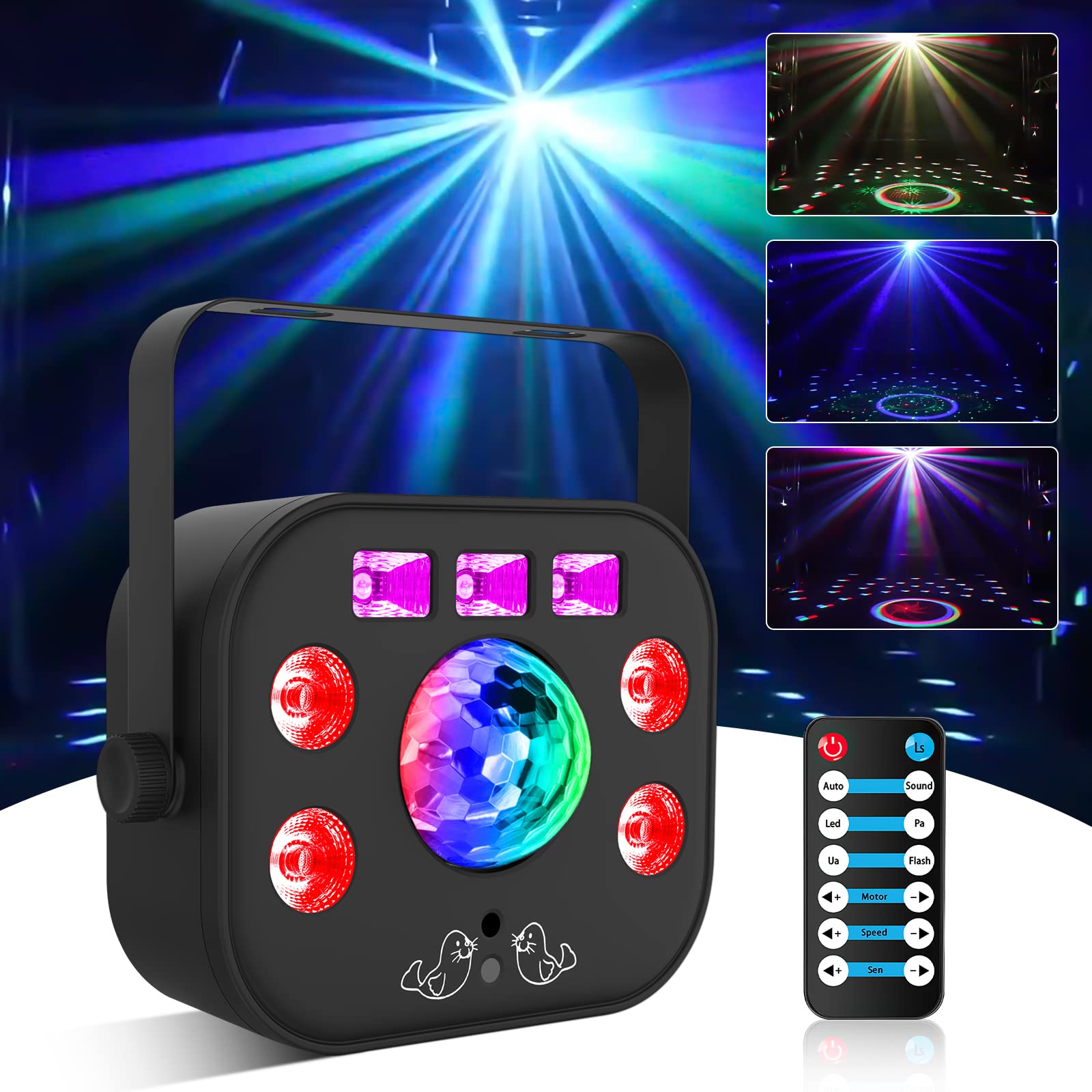 5-in-1 DJ Stage Lights with Magic Ball - LED Par Light, UV Blacklight & Flash Effects, DMX Remote Control for Wedding, Christmas, Halloween Party Lighting | Perfect for Nightclubs, Concerts & Home Disco Parties