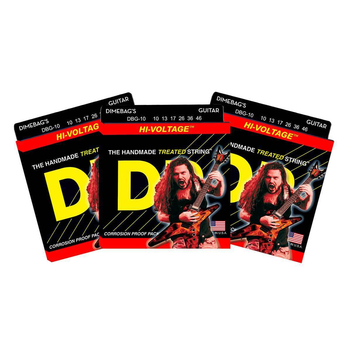 DR Strings DBG-10 Medium Dimebag Darrell Signature Electric Guitar Strings 3-Pack - Perfect for Rock, Metal & Live Performances