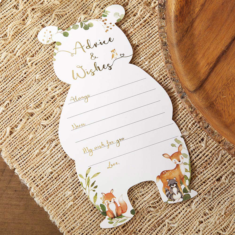 Woodland Baby Advice Cards & Baby Shower Game Set - 50 Pack for Gender Reveal, New Mom Gifts & Nursery Decor