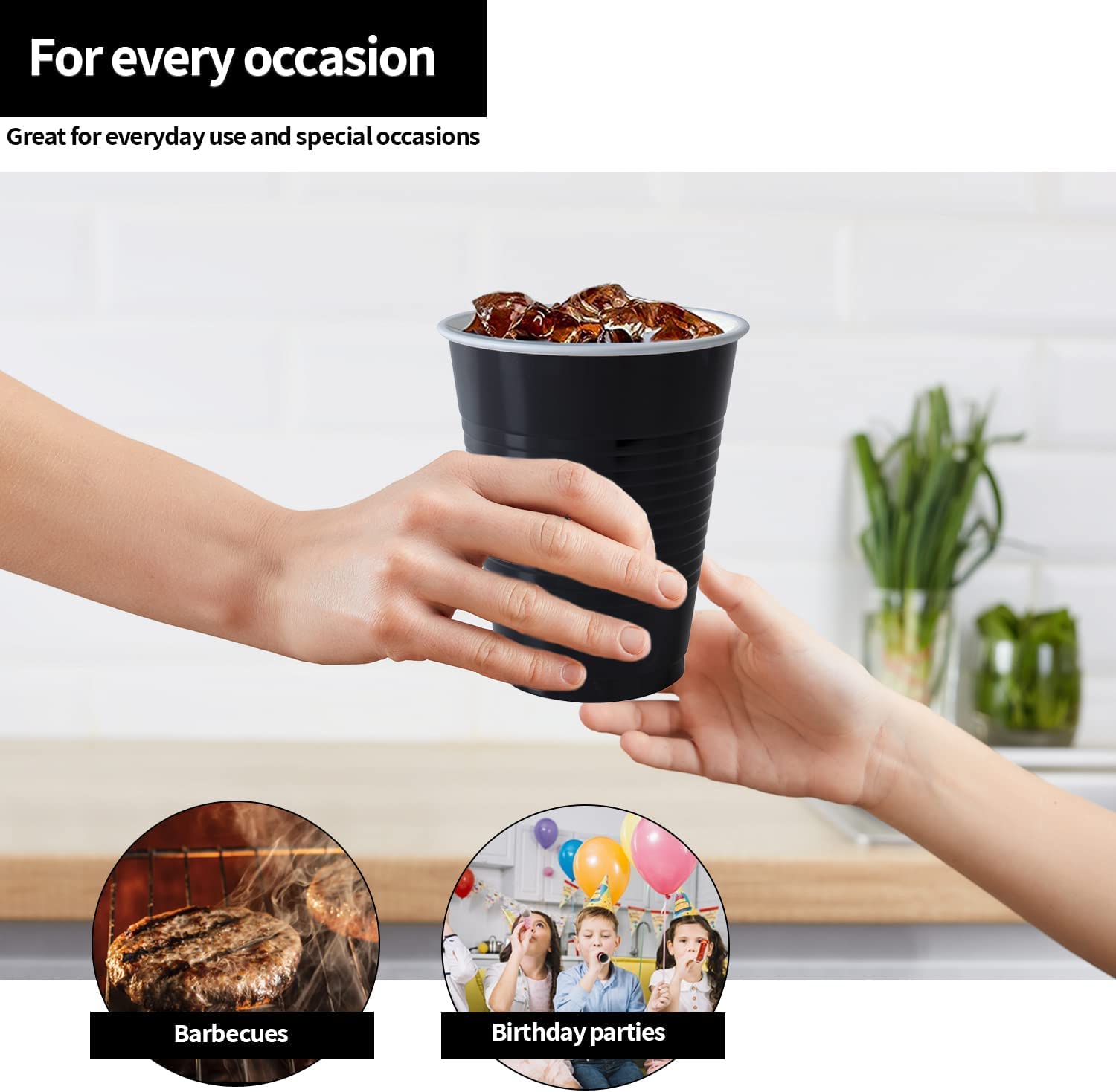 **Premium 18 Oz Black Plastic Cups - Heavy Duty Disposable Party Cups (600 Count) | Elegant & Durable for Weddings, BBQs, Office Events & Daily Use**