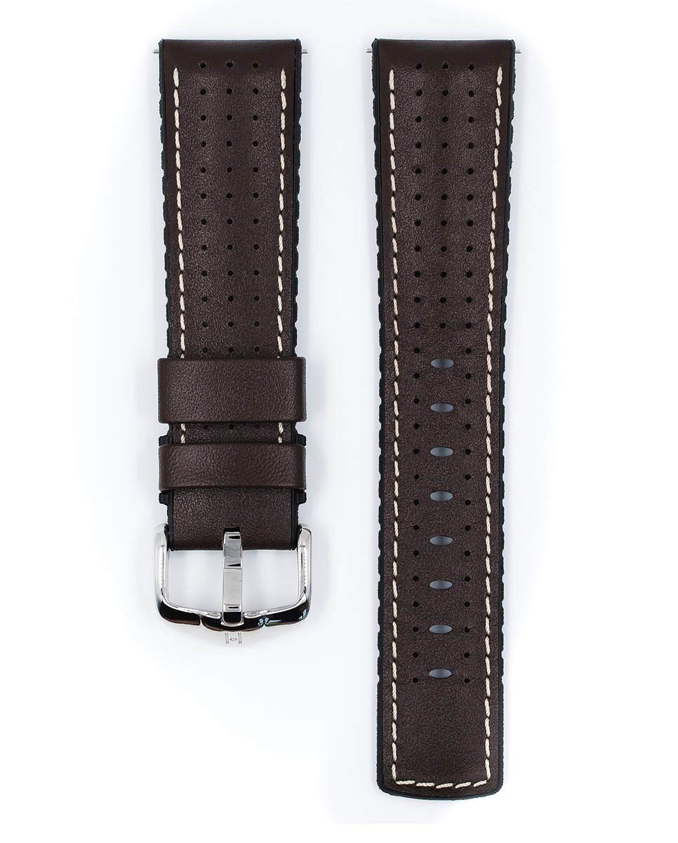 Hirsch Genuine Tiger Calf Leather Watch Strap with Performance Rubber Core - Quick Release Band for Men (18mm, 20mm, 21mm, 22mm, 24mm) - Perfect for Dress Watches, Business Attire & Formal Occasions