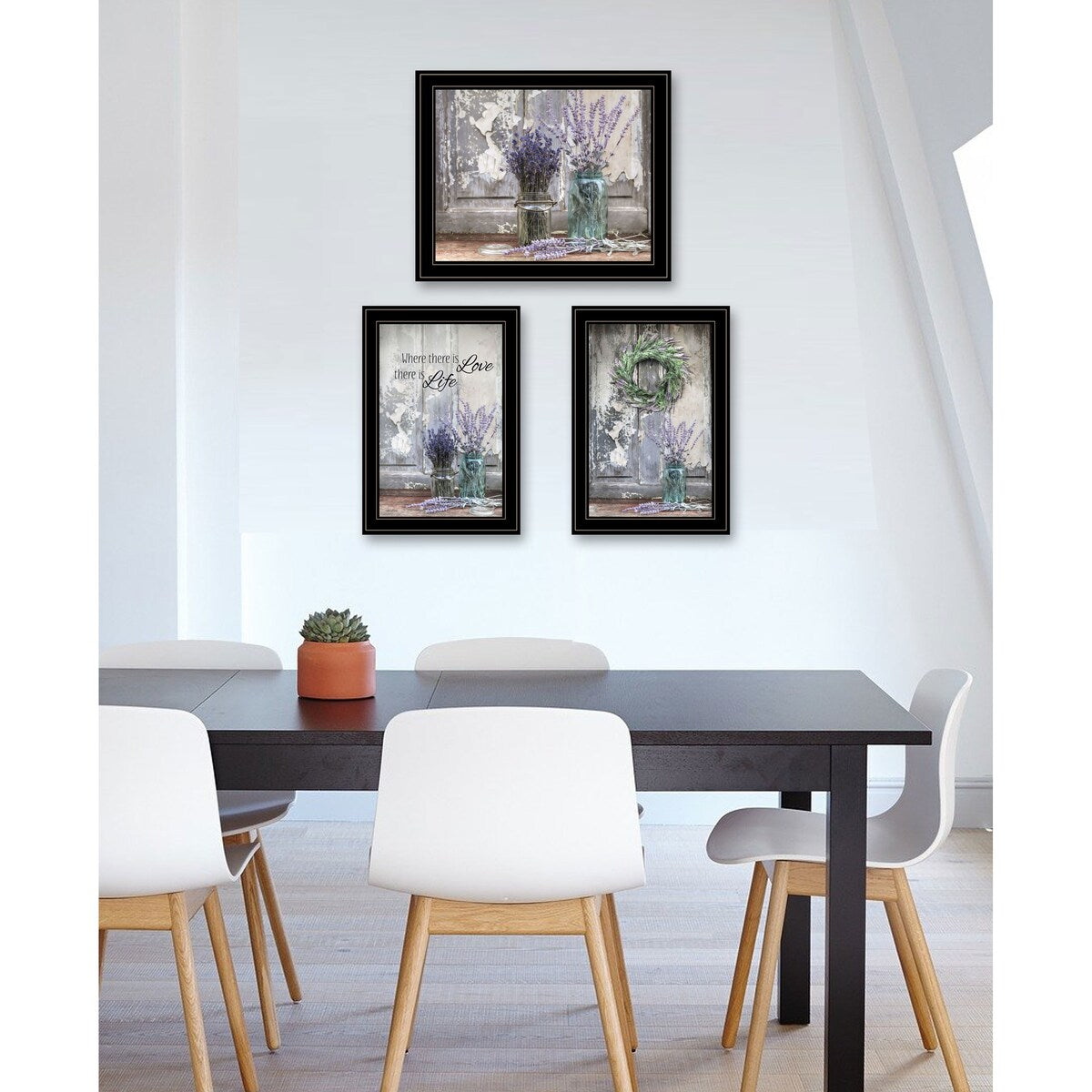 Abundance of Beauty Collection - 3 Piece Vignette Wall Art by Lori Deiter | Ready to Hang Framed Prints in Black | Perfect for Living Room, Bedroom & Office Decor