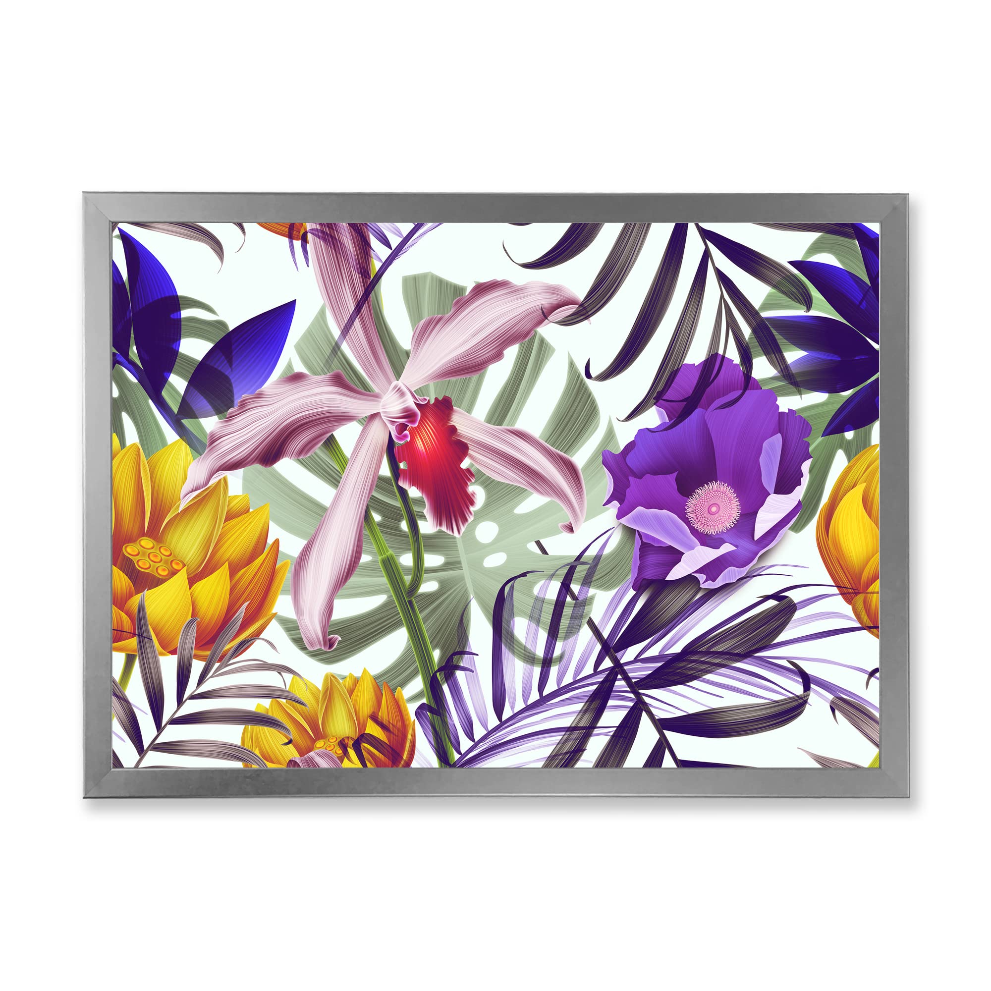 Tropical Vintage Flowers IX - Traditional Framed Wall Art for Home & Office Decor - Perfect for Living Room, Bedroom, or Gift
