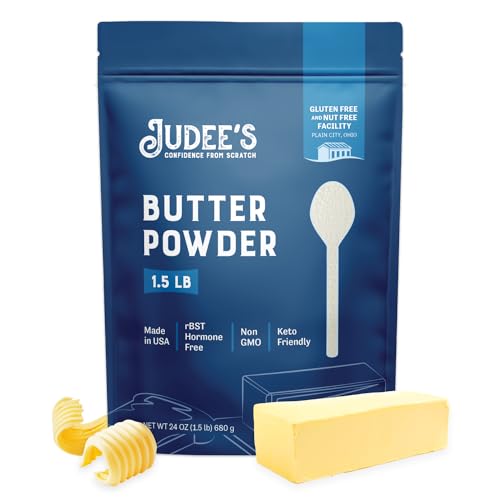 Judee’s Dehydrated Butter Powder 24 oz - 100% Gluten-Free Real Butter for Cooking & Baking - Perfect for Cakes, Cookies, Bread & Pancakes - Long Shelf Life Pantry Staple