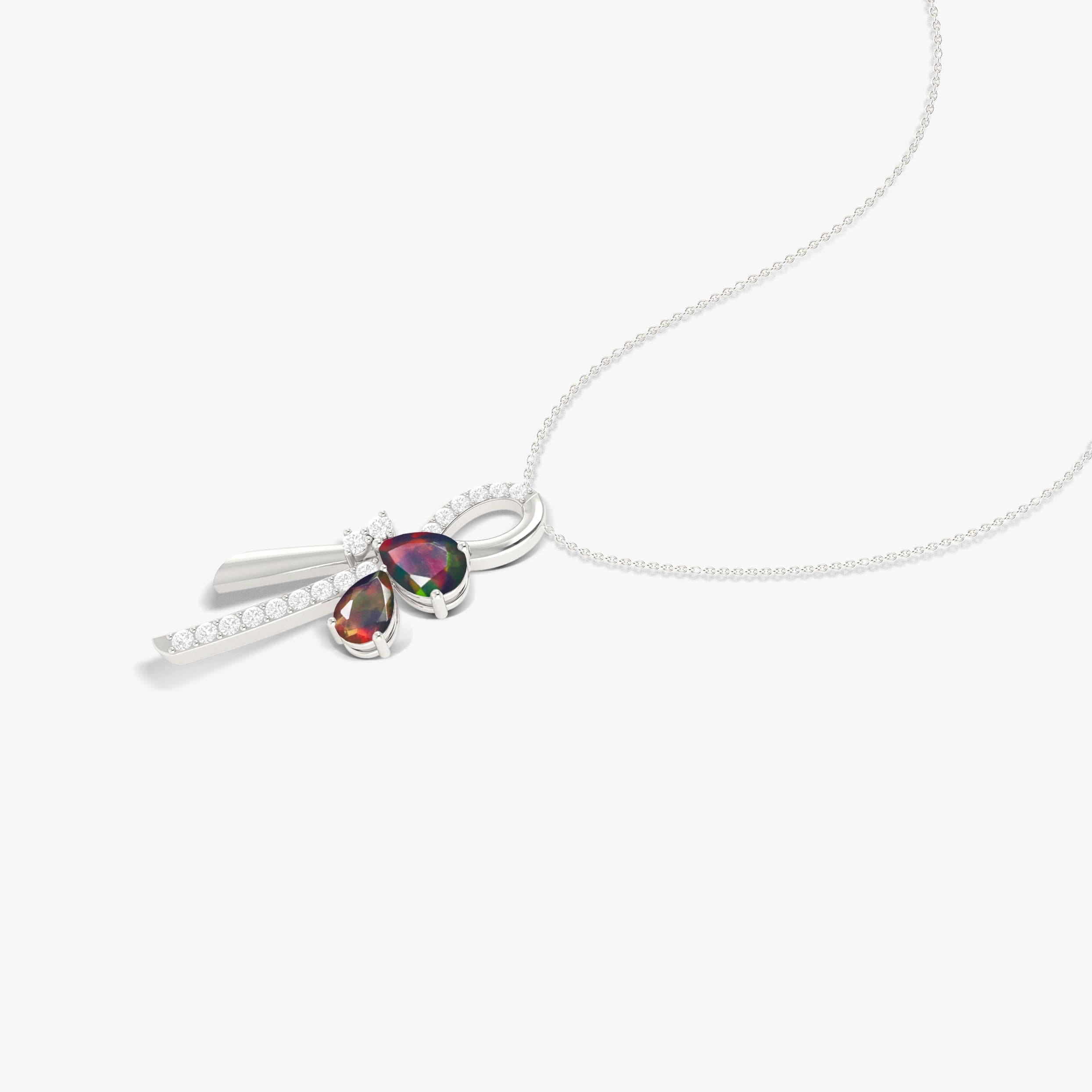 Black Opal Cross Pear-Shaped Necklace for Women – Elegant Gothic Jewelry Gift for Christmas, Birthday & Special Occasions