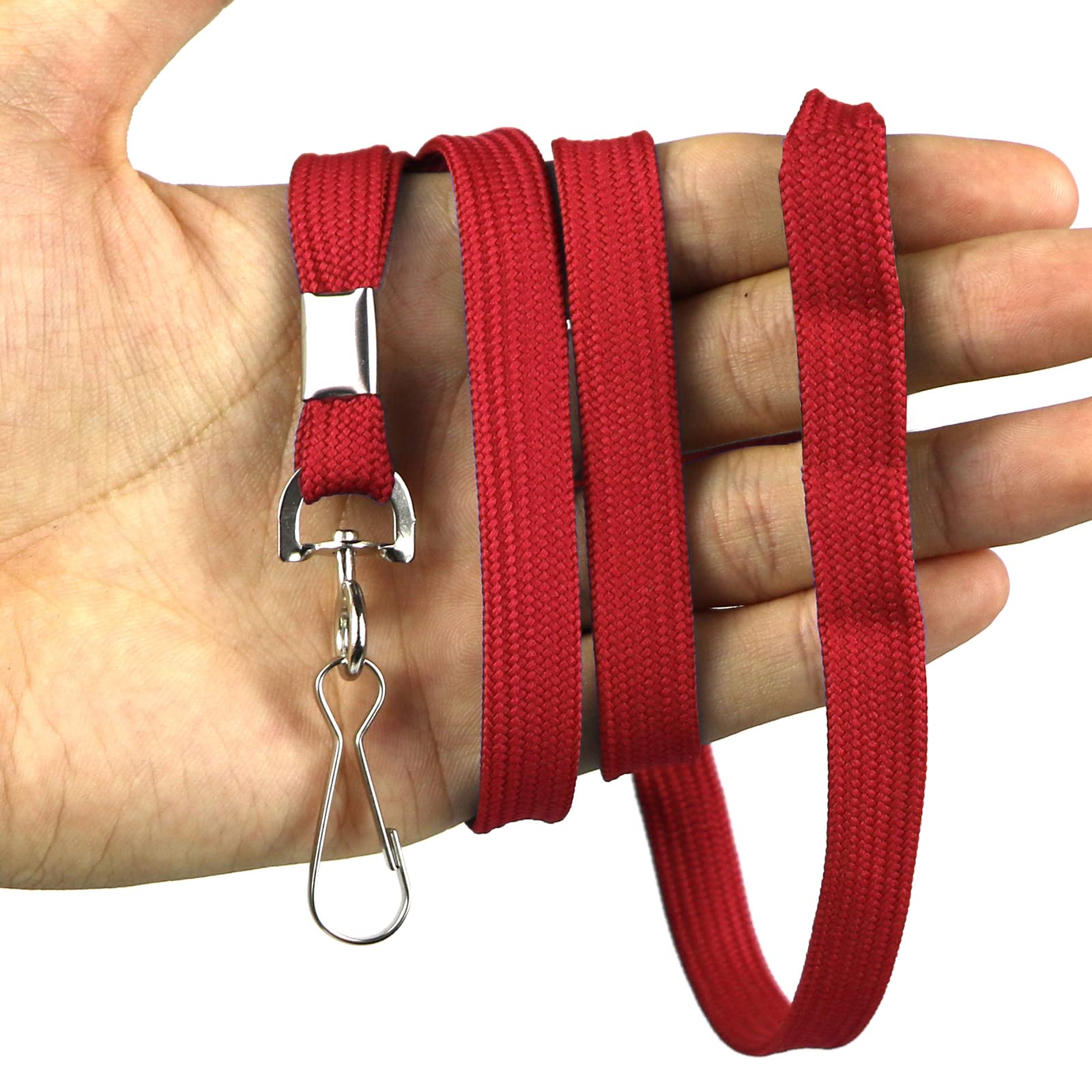 Beebel 100 Pack Red Lanyards with Swivel Hook - ID Badge Holders for Office & Events