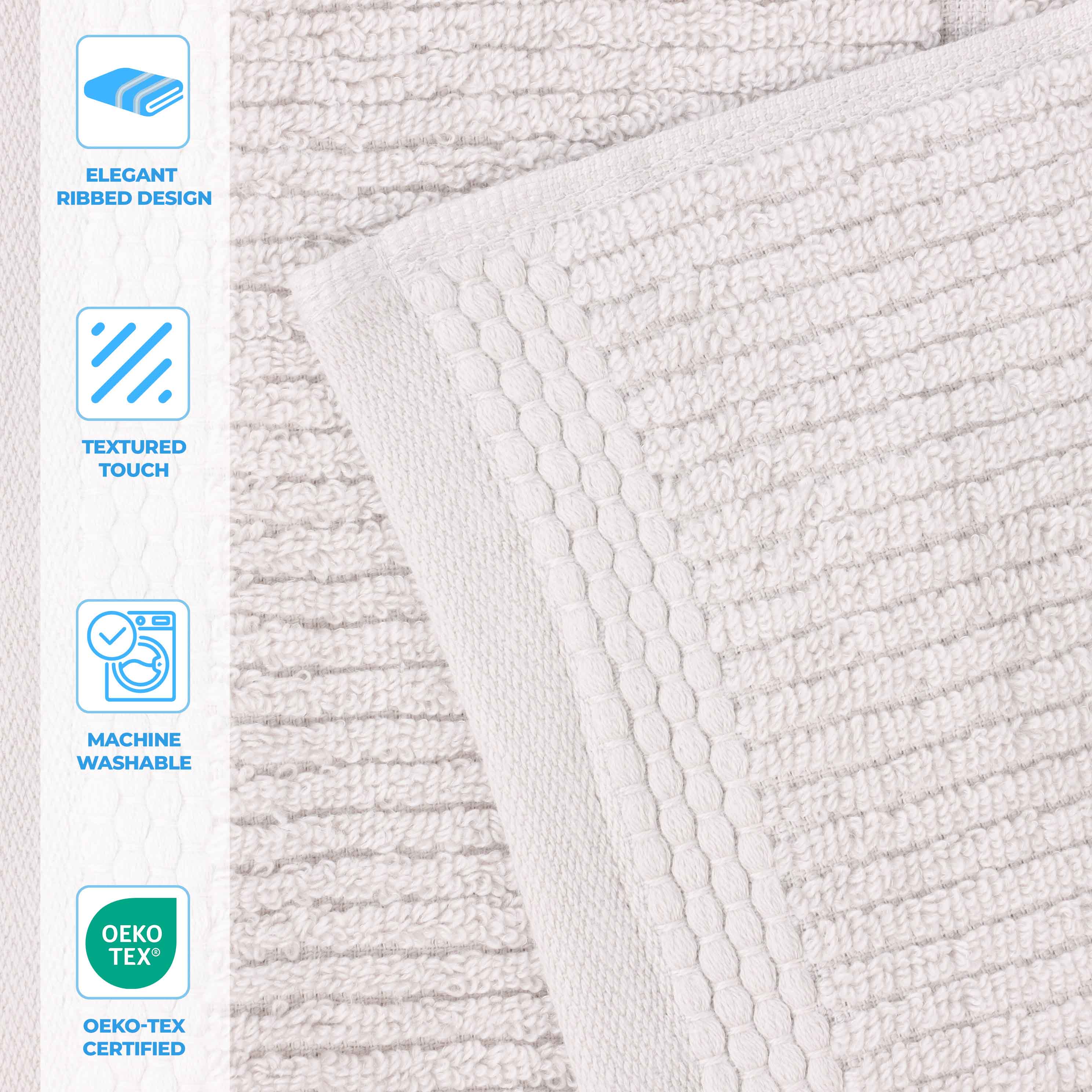 Milo Smart Twist Cotton Solid Ribbed Design Bath Sheets, Set of 2 - Ultra Soft & Absorbent Luxury Towels for Spa, Bathroom & Beach Use