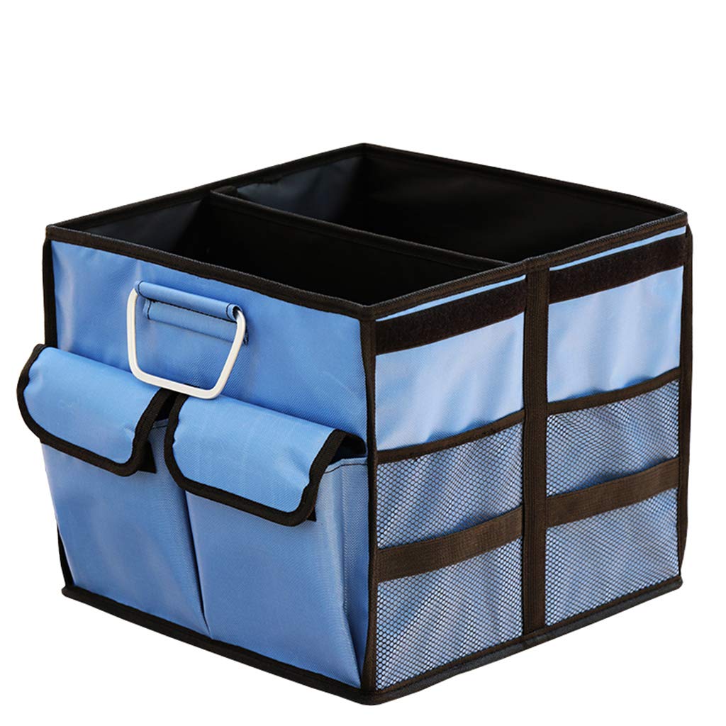 Foldable Car Organizer Without Lid - Collapsible Storage Bin Bag Basket with Non-Slip Bottom for Toys, Clothes & Nursery Organization | Perfect for Car Trunk, Closet & Home Storage (Blue)