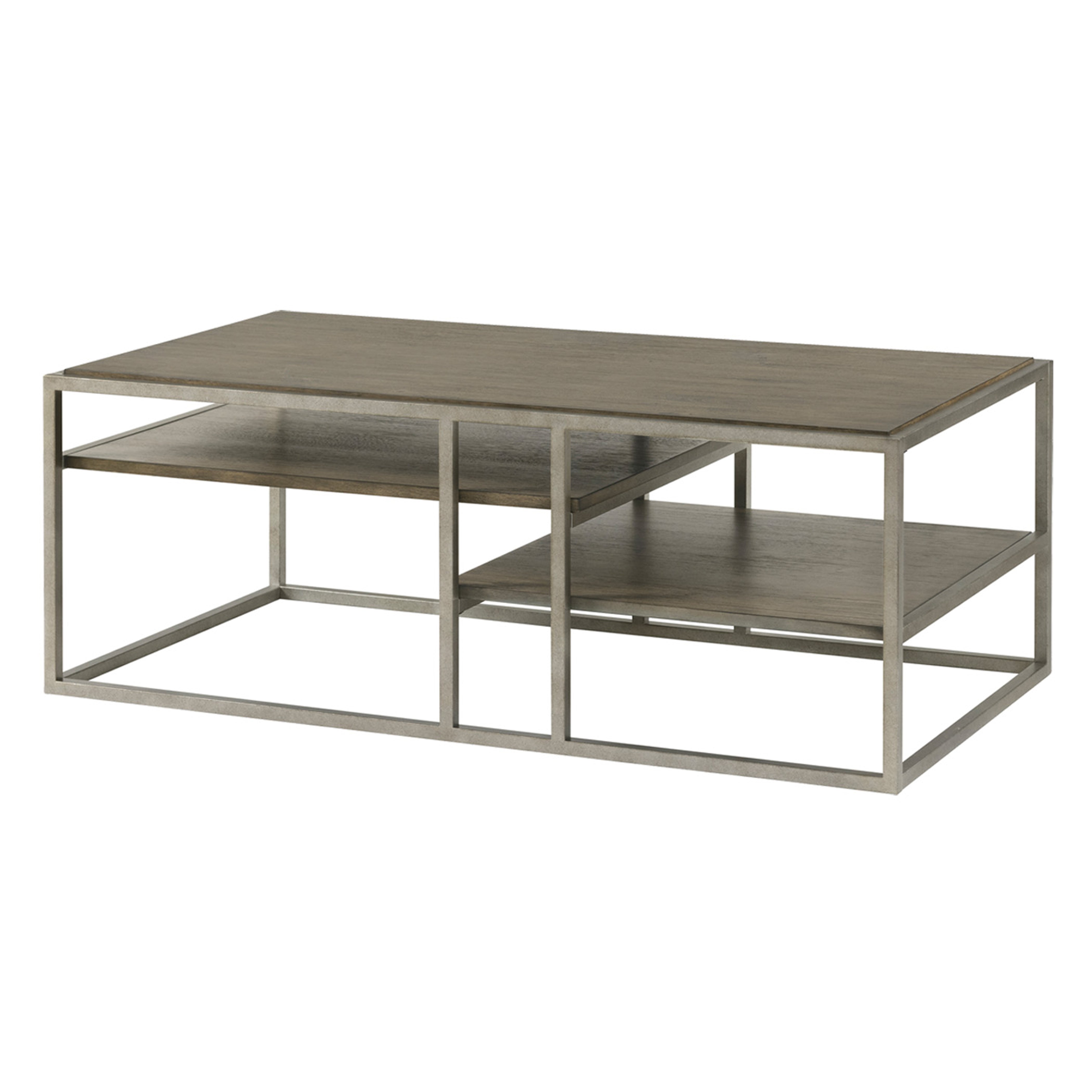 Roundhill Furniture Padena Modern Metal Frame Wood Coffee Table with Shelf - Stylish Living Room Centerpiece for Home Decor & Entertainment Spaces