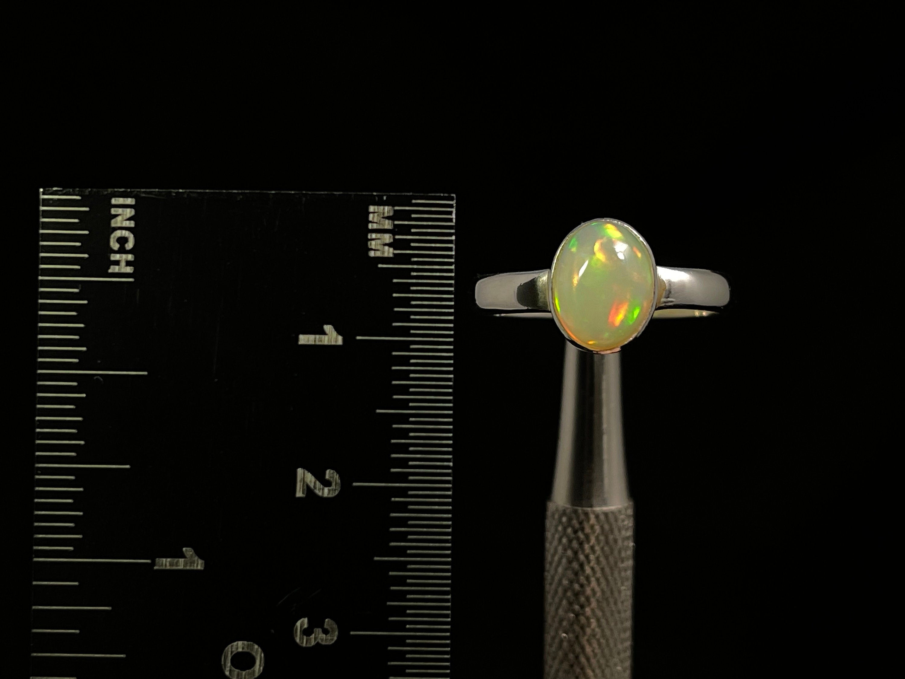 Elegant Sterling Silver Opal Ring - Size 7, Dainty Welo Opal Jewelry for Women | Perfect for Weddings, Anniversaries & Everyday Wear