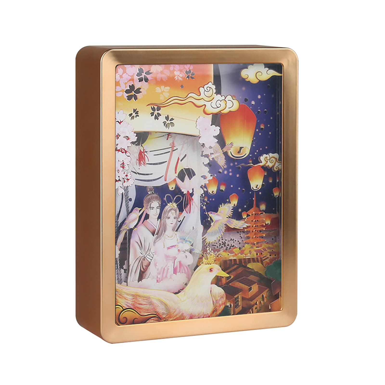3D LED Papercut Light Box - Romantic Night Light with USB Power, Perfect Gift for Couples & Lovers - Create Cozy Bedroom Ambience for Date Nights & Anniversaries (Gold)