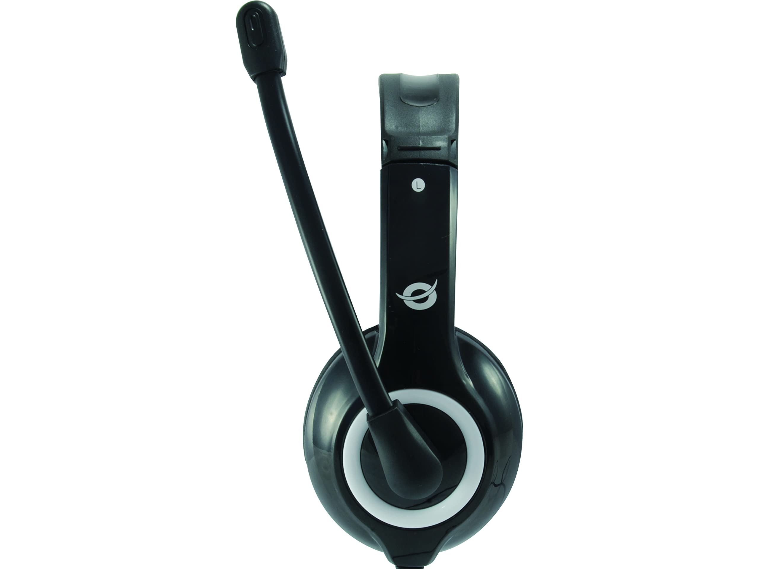 Conceptronic POLONA USB Wired Headset with Noise-Canceling Microphone for PC, Laptop, Call Center - Comfortable Over-Ear Headphones with Clear Sound (Black) - Perfect for Online Meetings, Gaming & Remote Work