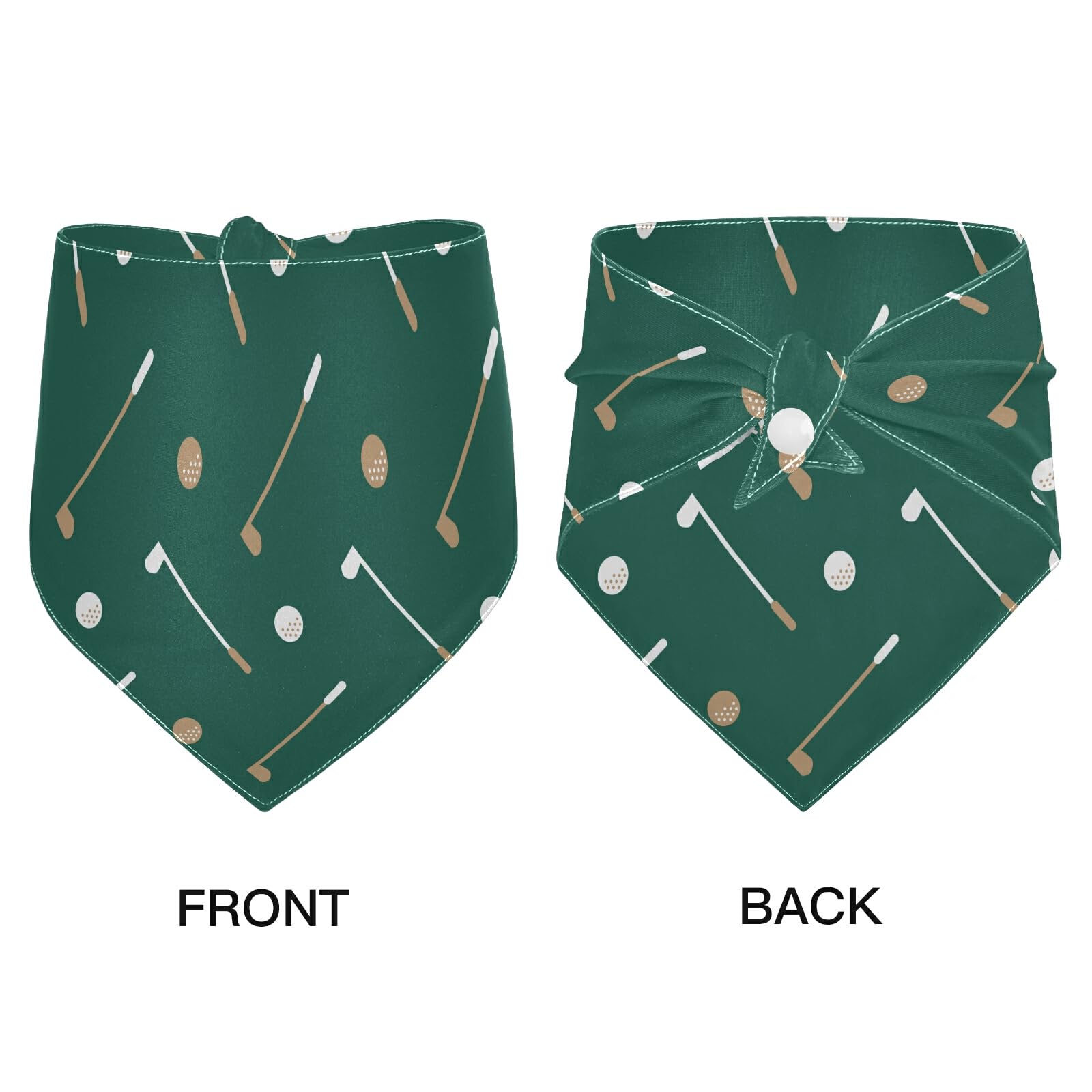 2 Pack Golf Club Ball Pattern Dog Bandanas - Adjustable Snap Button Pet Scarf for Small Medium Large Dogs & Cats - Perfect for Holidays, Parties & Outdoor Adventures