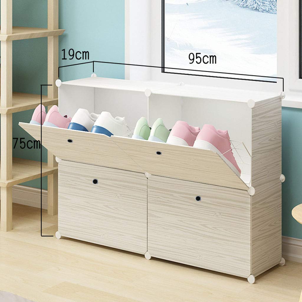 HUOLEO 2-Tier Modular Shoe Rack Organizer - White Plastic Entryway Storage Shelf for Shoes, Boots & Sneakers | Space-Saving Closet & Mudroom Organization Solution
