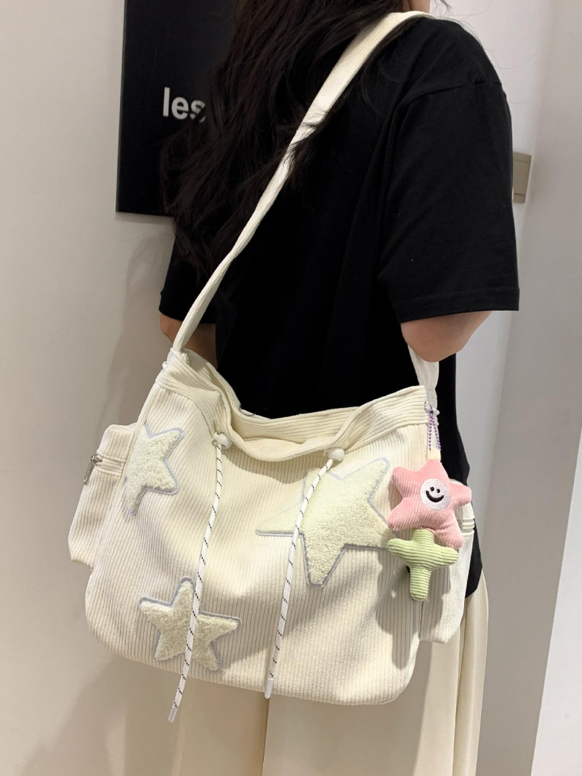 Stylish Star Shaped Crossbody Bag for Women - Corduroy Hobo Purse with Secure Zipper | Perfect for Everyday Use, Travel & Casual Outings