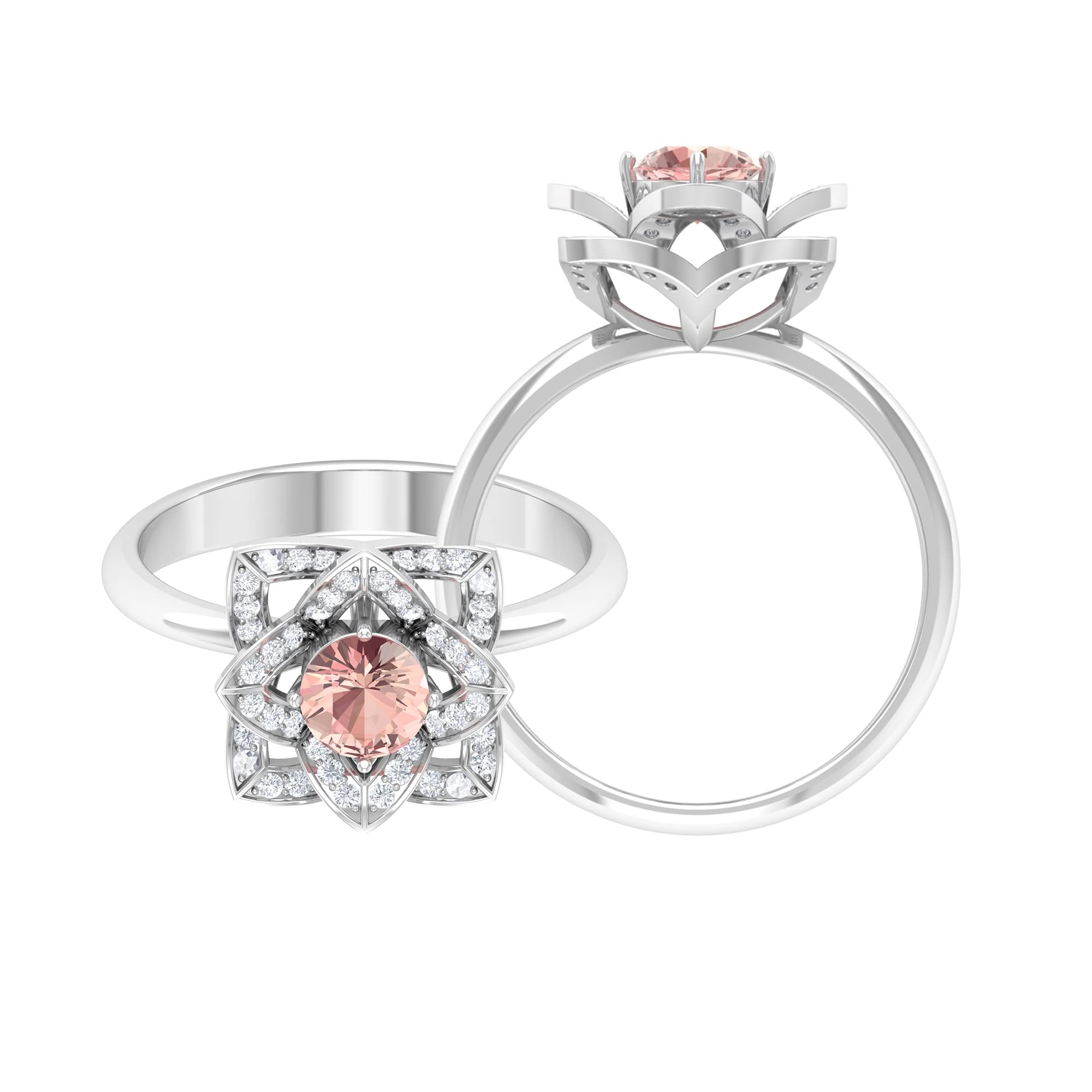 3/4 CT Morganite and Diamond Vintage Floral Engagement Ring in 14K Solid Gold – Perfect for Proposals, Anniversaries, and Romantic Occasions