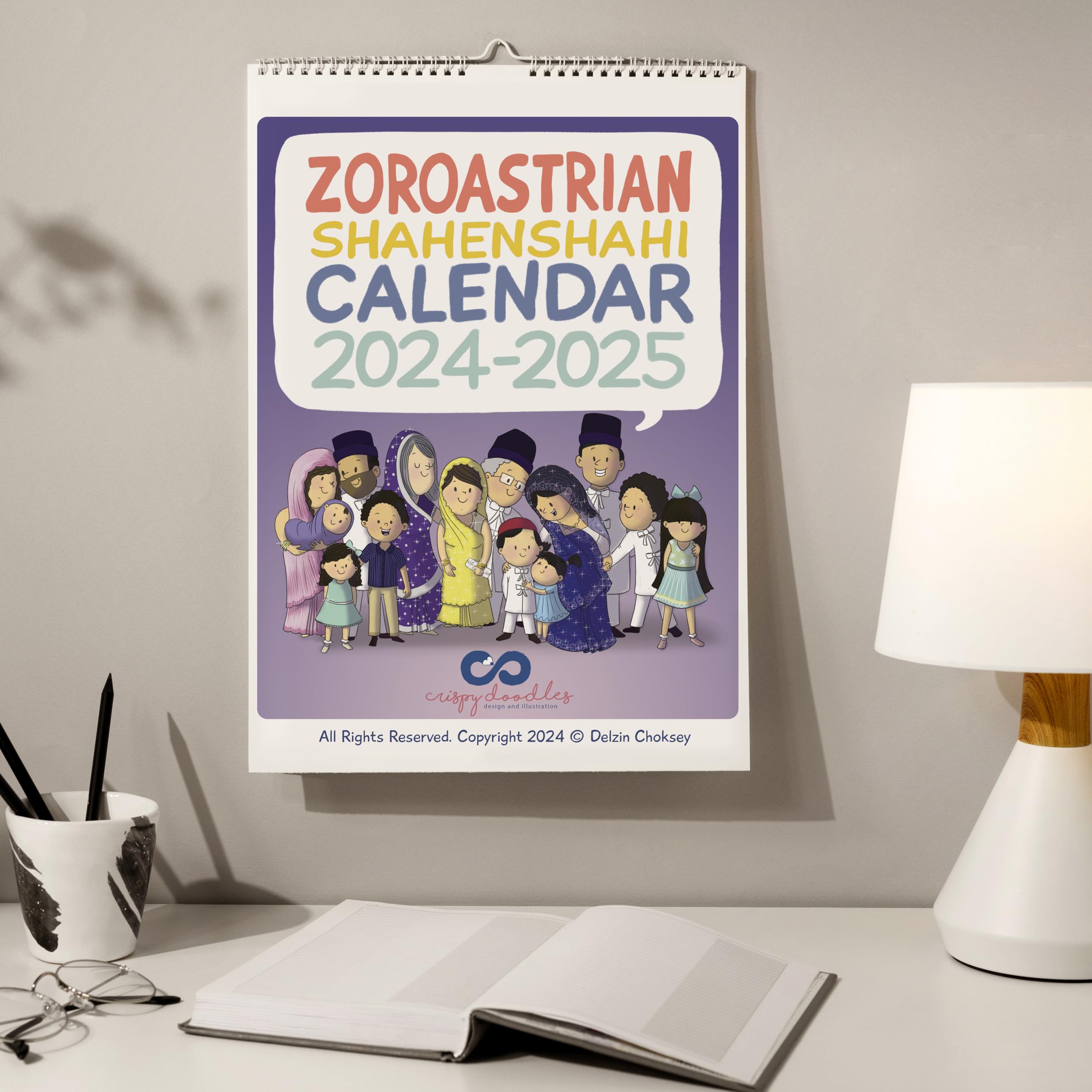 Zoroastrian Shahenshahi Calendar 2024-2025 - Religious Wall Planner for Persian New Year & Festivals | Perfect for Home, Office & Temple Decor