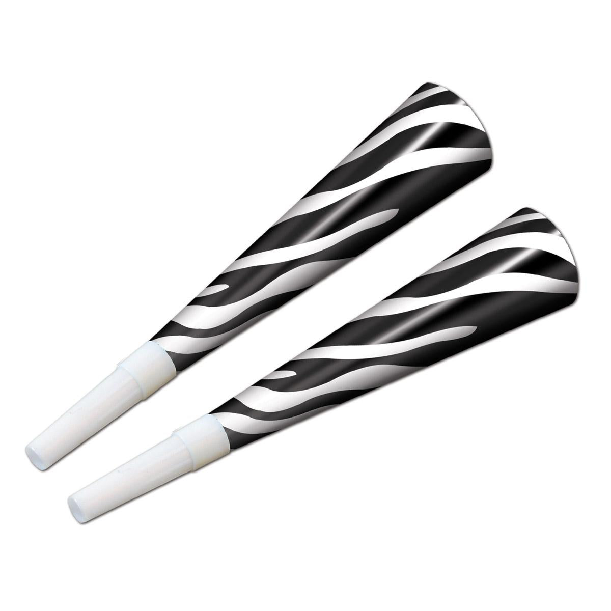 100 Pack Beistle Zebra Print Party Horns - Fun Animal Print Blowouts for Birthday Celebrations, Carnivals & Festive Events