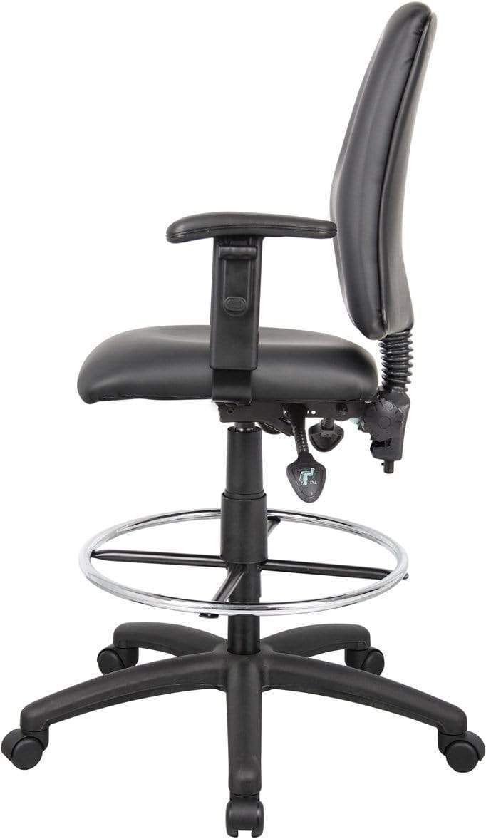 Boss Multi-Function LeatherPlus Drafting Stool [B1645] - Adjustable Height Office Chair for Architects, Artists & Home Office Use