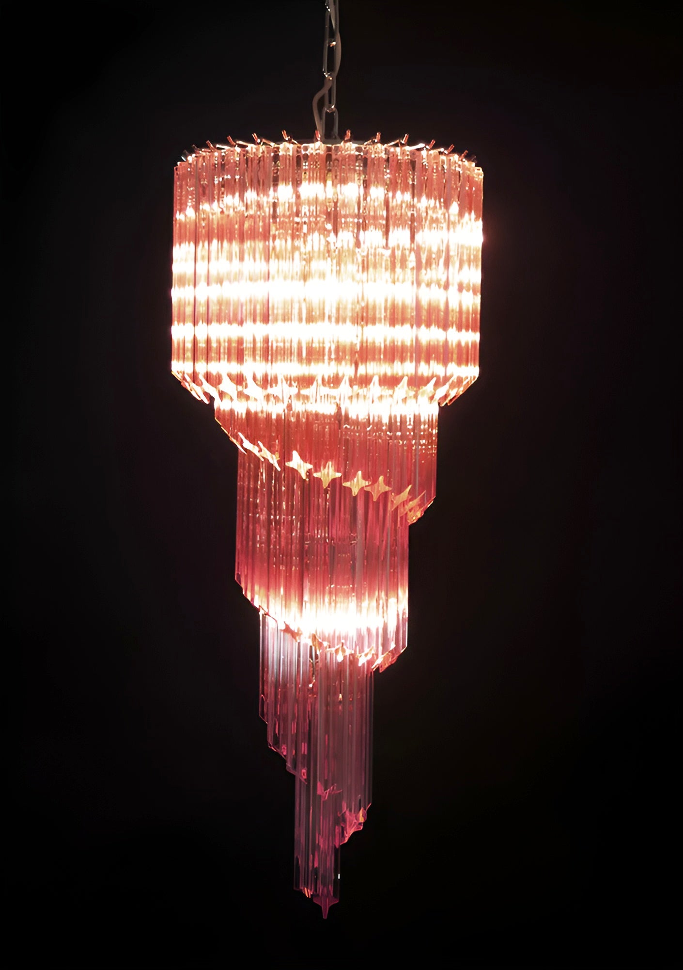 Murano Spiral Prism Glass Chandelier - Handcrafted Italian Crystal Ceiling Light Fixture for Dining Room, Living Room & Bedroom Decor