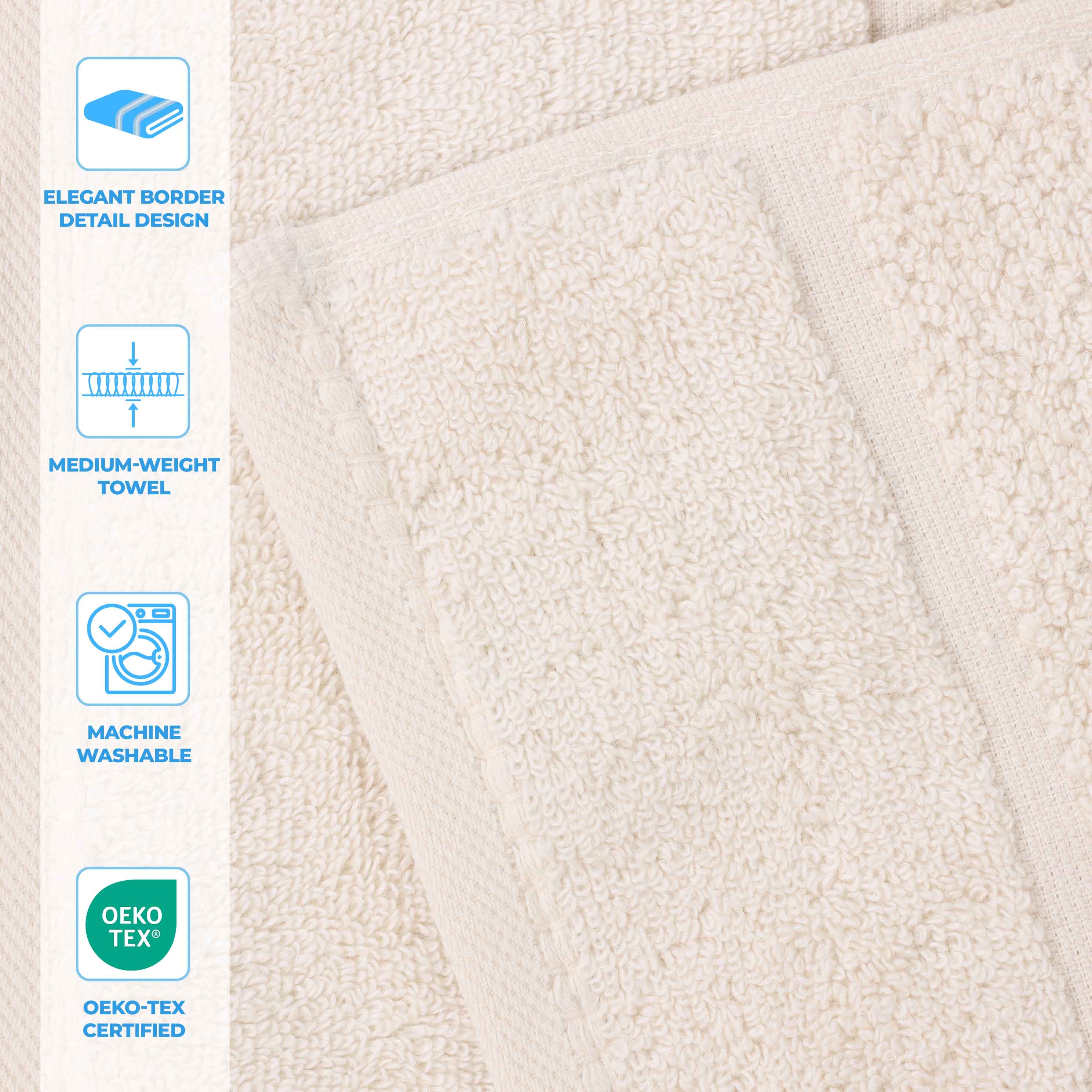 Premium Mile Smart Twist Cotton Bath Towels Set of 2 - Ultra Soft, Absorbent & Quick-Drying Luxury Bath Sheets with Broad Border - Perfect for Spa, Hotel & Home Bathroom Use