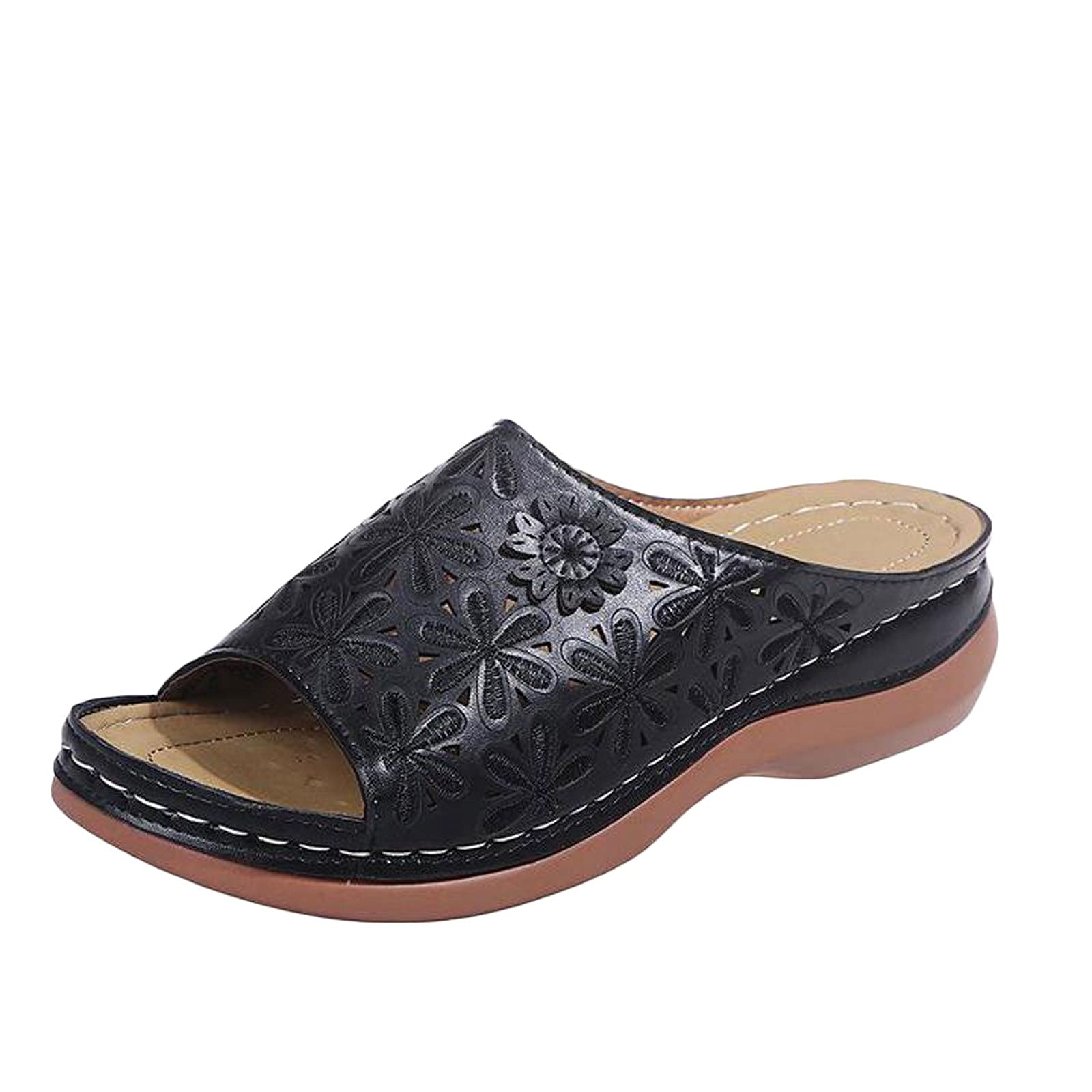 Women's Quick-Drying Slides Slippers - Vintage Thick Sole Sandals for Indoor/Outdoor Use | Comfortable House Shoes for Bathroom, Poolside & Casual Wear