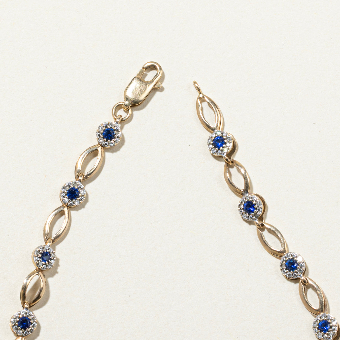 Blue Sapphire & Diamond Halo Bracelet | 0.30ctw Sapphire & 0.80ctw Diamond | 7.5 Inch Adjustable | Elegant Jewelry for Women | Perfect for Weddings, Anniversaries & Special Occasions